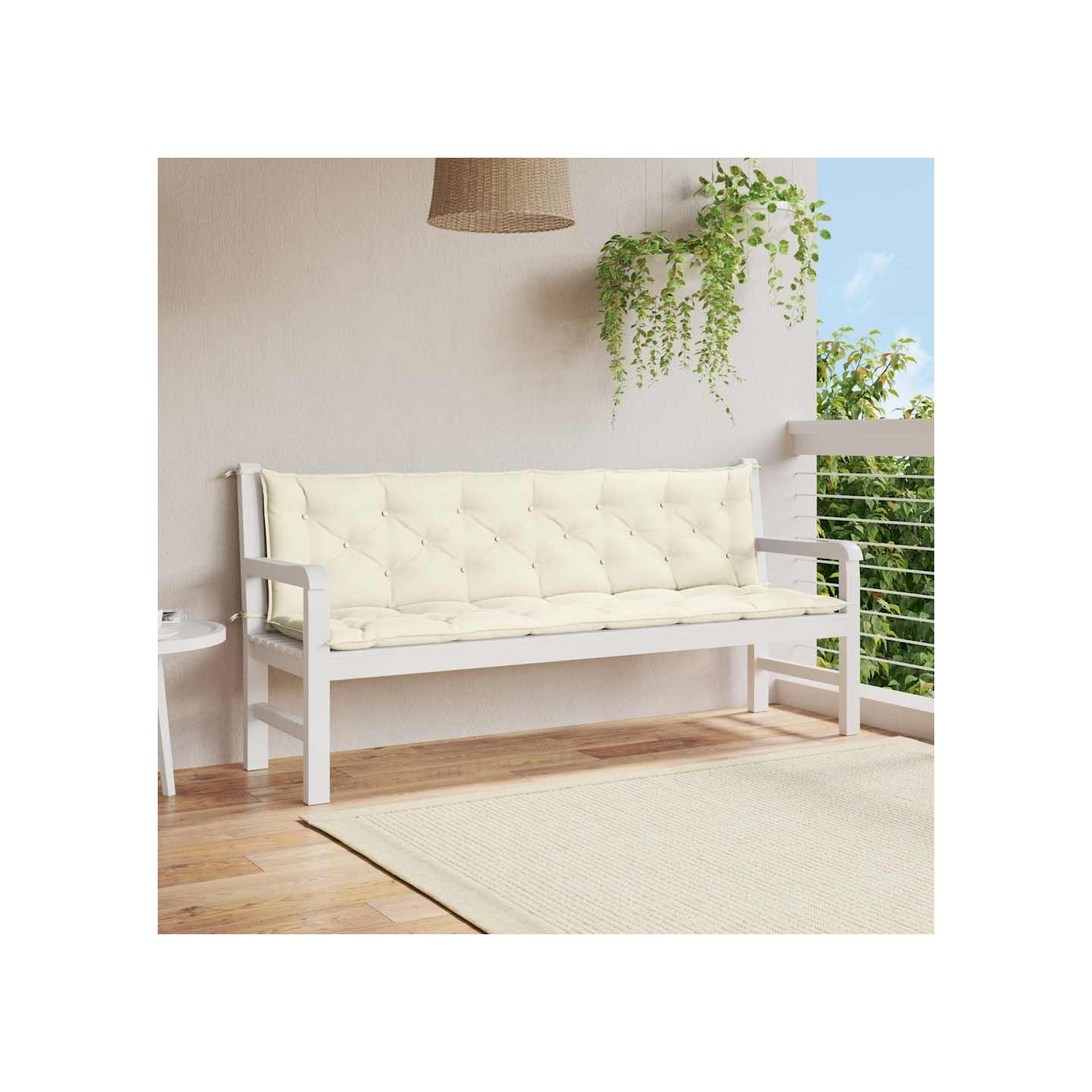 Coussin de banc de jardin blanc crème tissu oxford