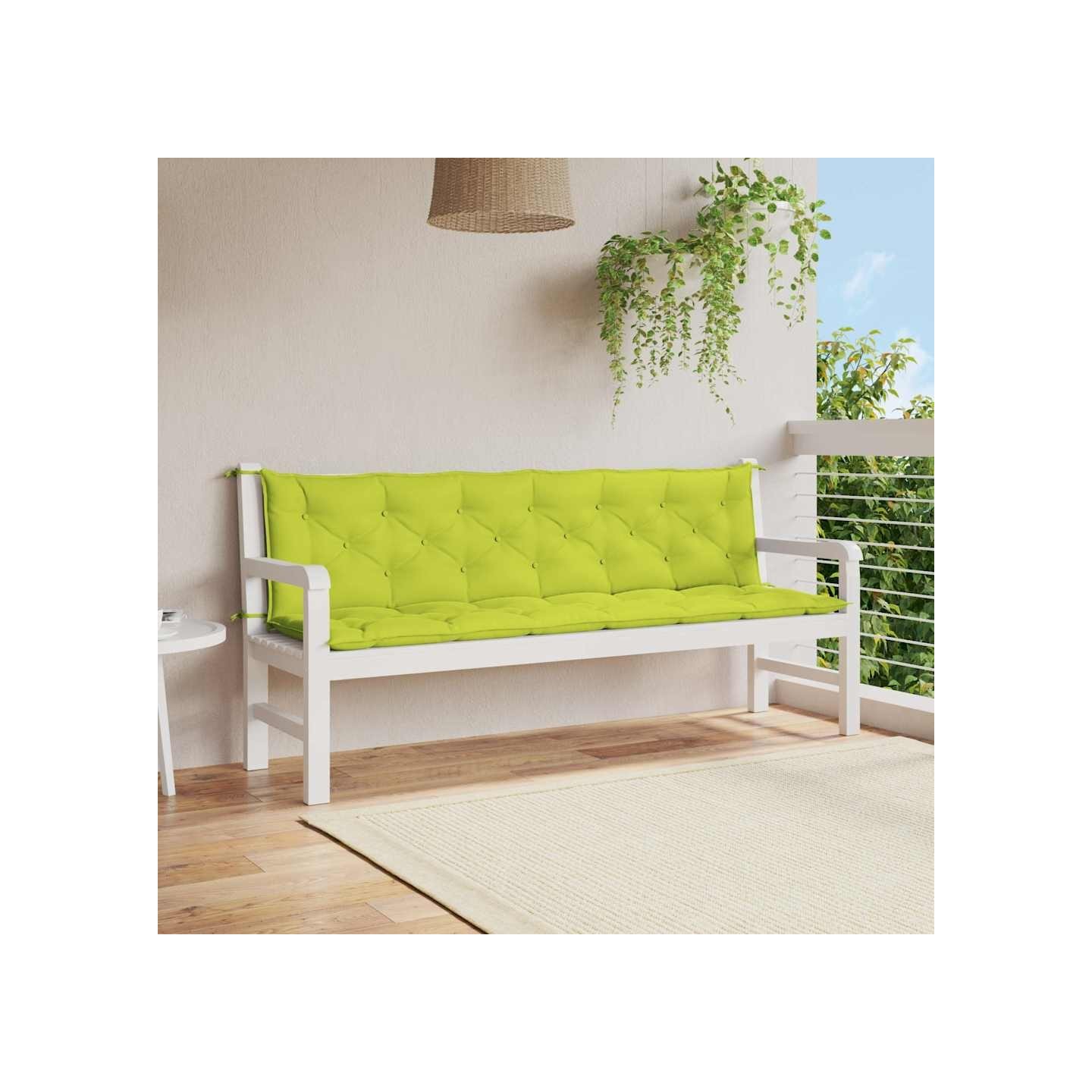 Coussin de banc de jardin vert vif 200x(50+50)x7cm tissu oxford