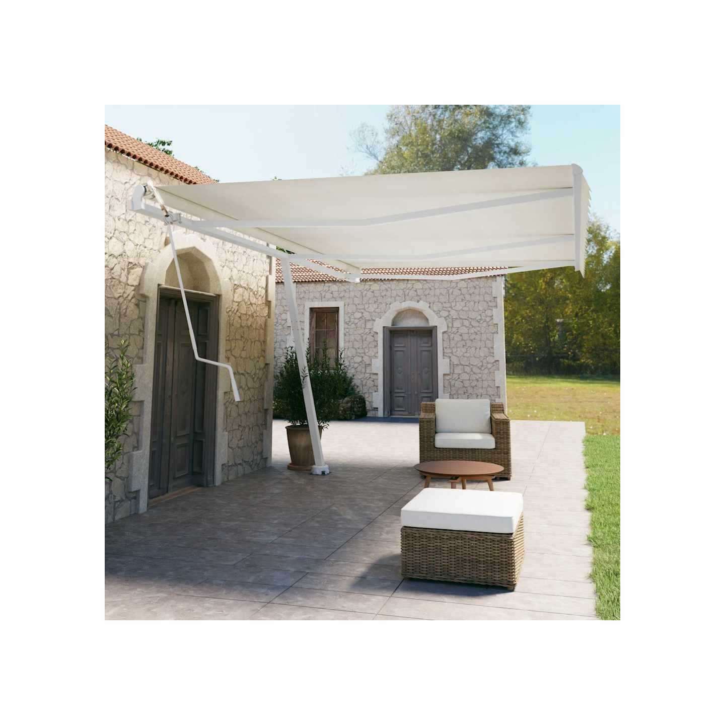 Jeu de poteaux d'auvent blanc 600x245 cm fer