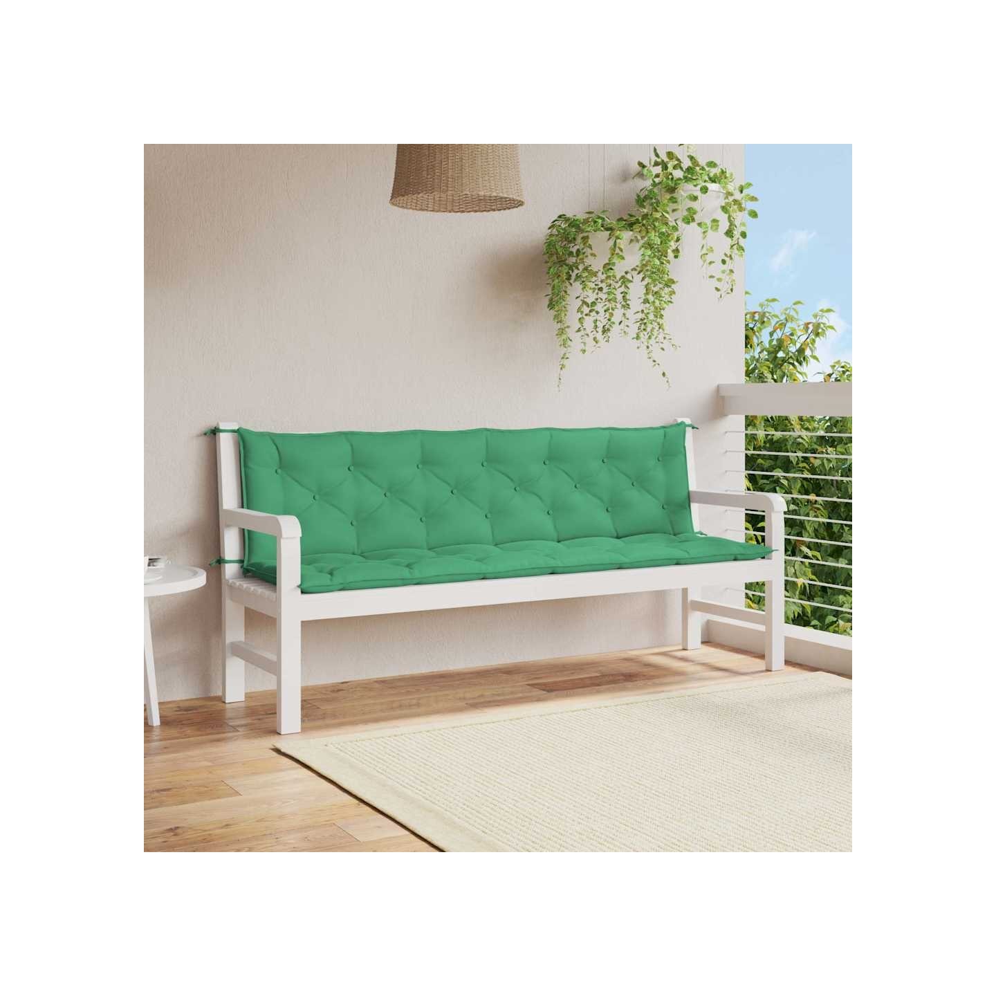 Coussin de banc de jardin vert 200x(50+50)x7 cm tissu oxford