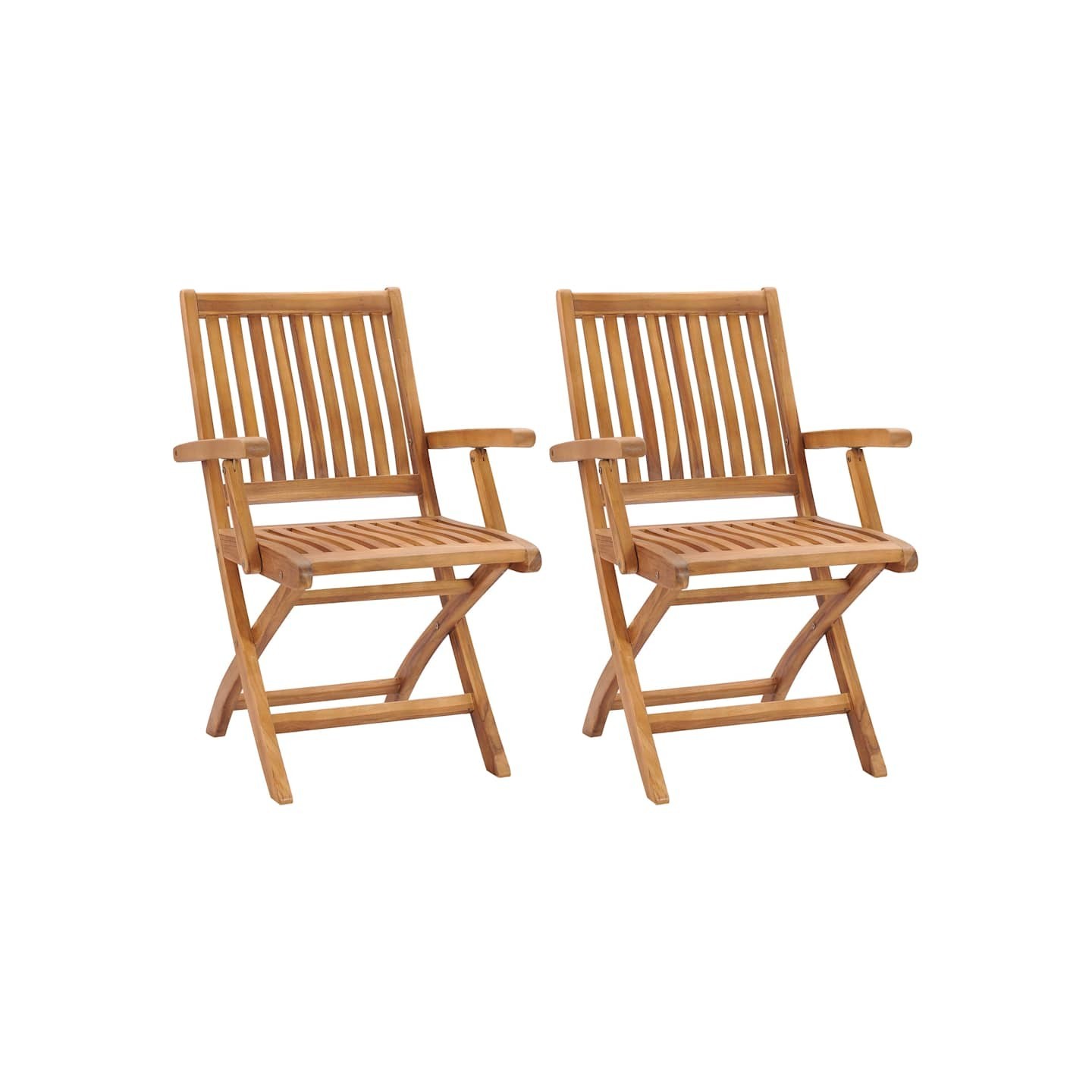 Chaises pliantes 2 pièces en bois de teck massif
