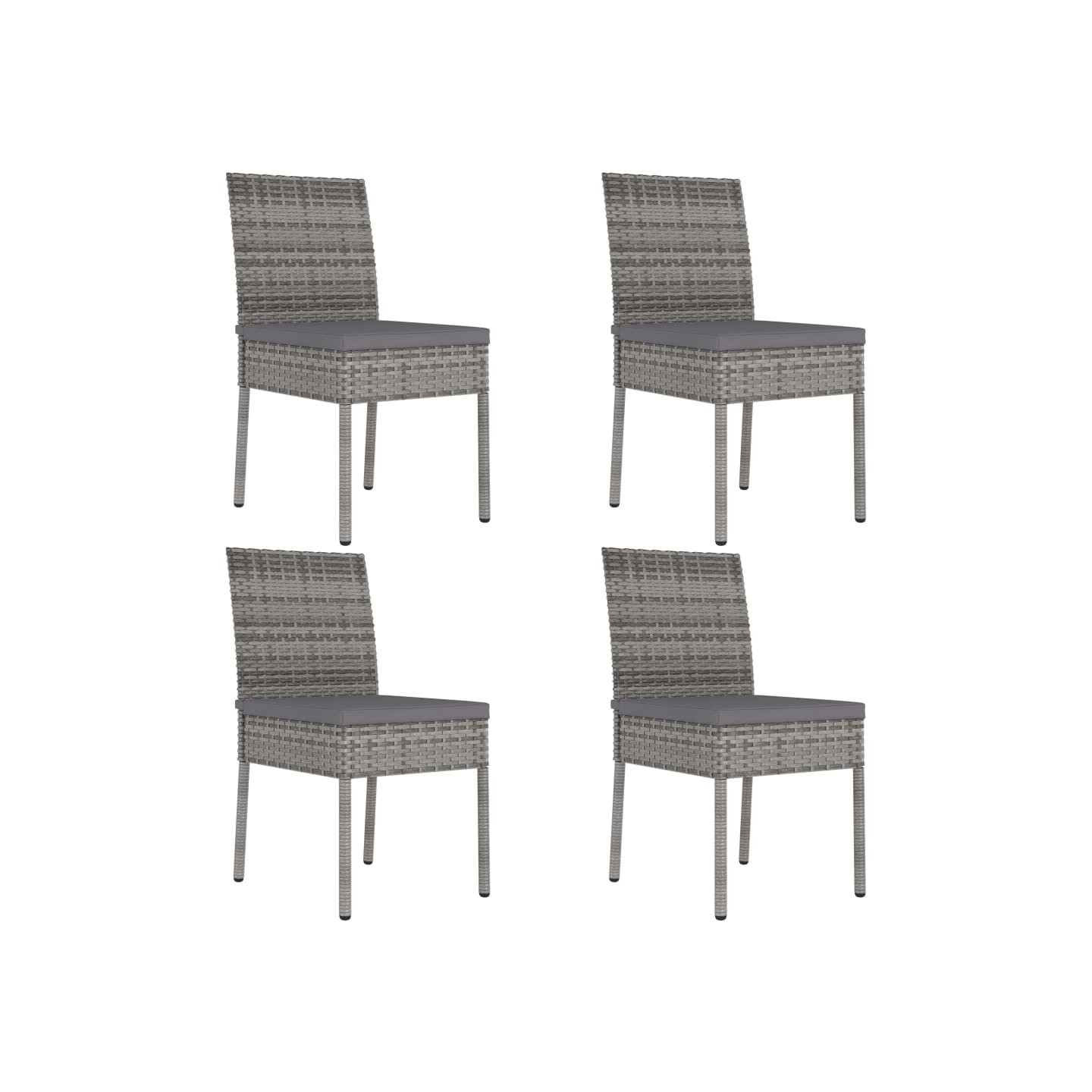 Chaises à manger de jardin lot de 4 Résine tressée Gris