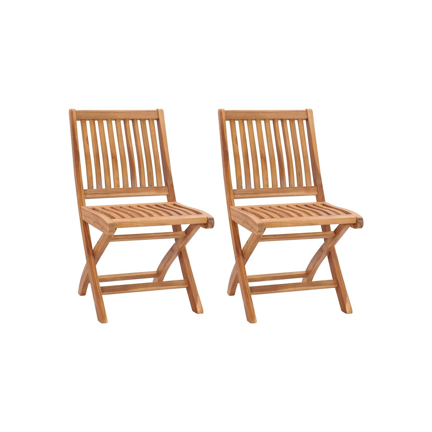 Chaises pliantes 2 pièces en bois de teck massif