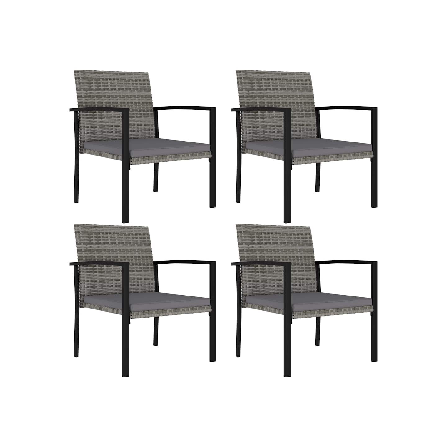 Chaises à manger de jardin lot de 4 Résine tressée Gris