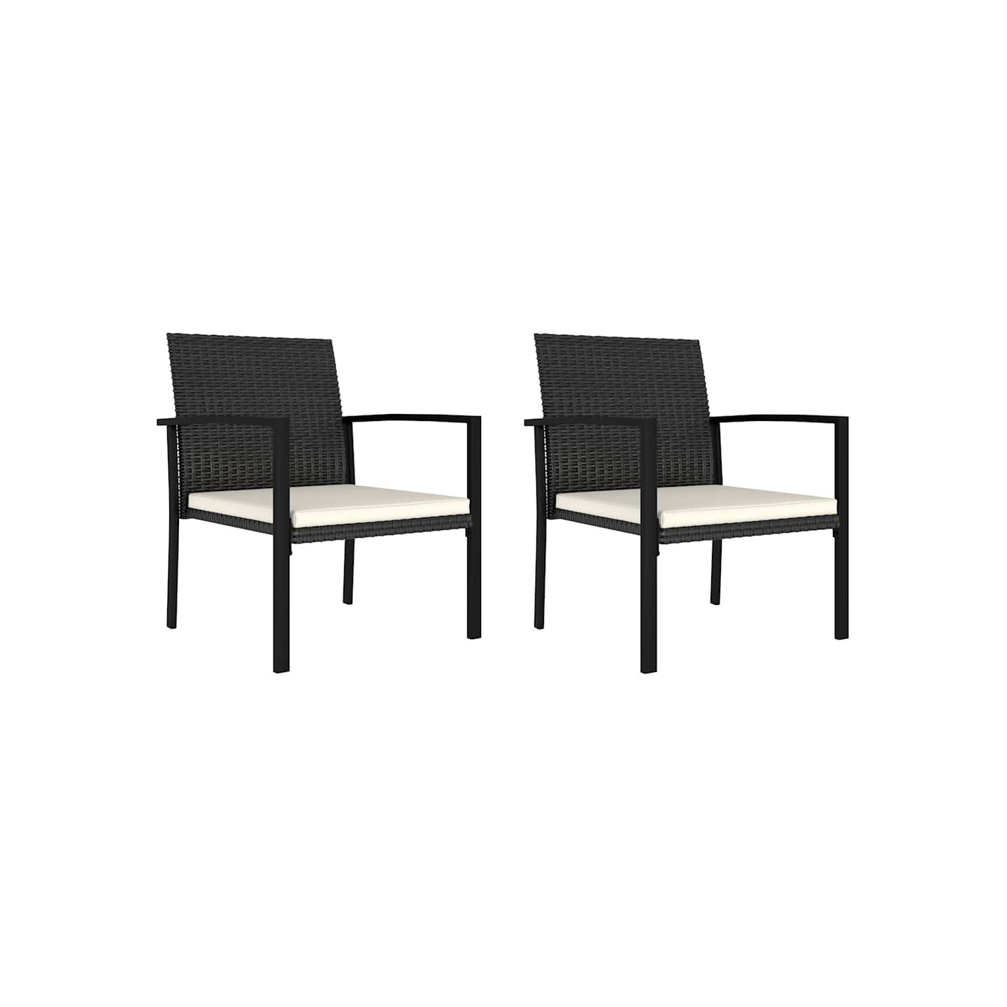 Chaises à manger de jardin lot de 2 Résine tressée Noir