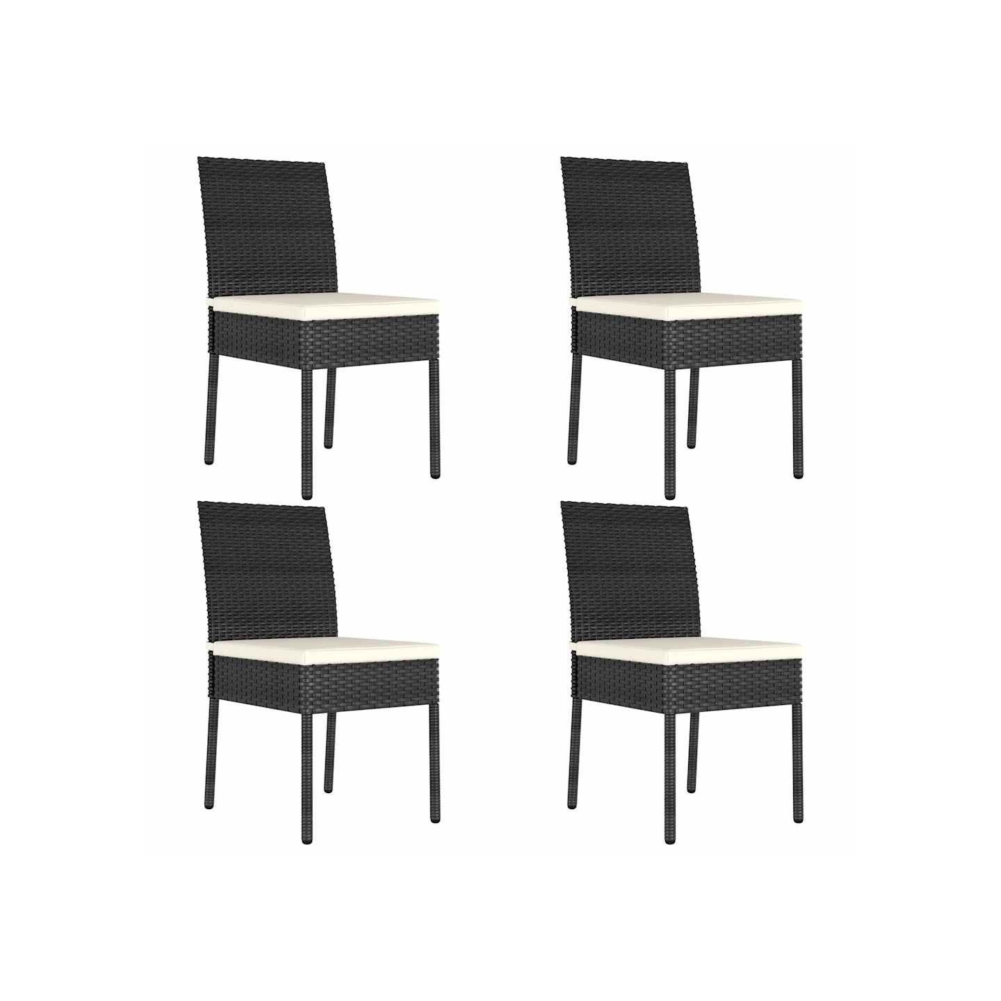 Chaises à manger de jardin lot de 4 Résine tressée Noir