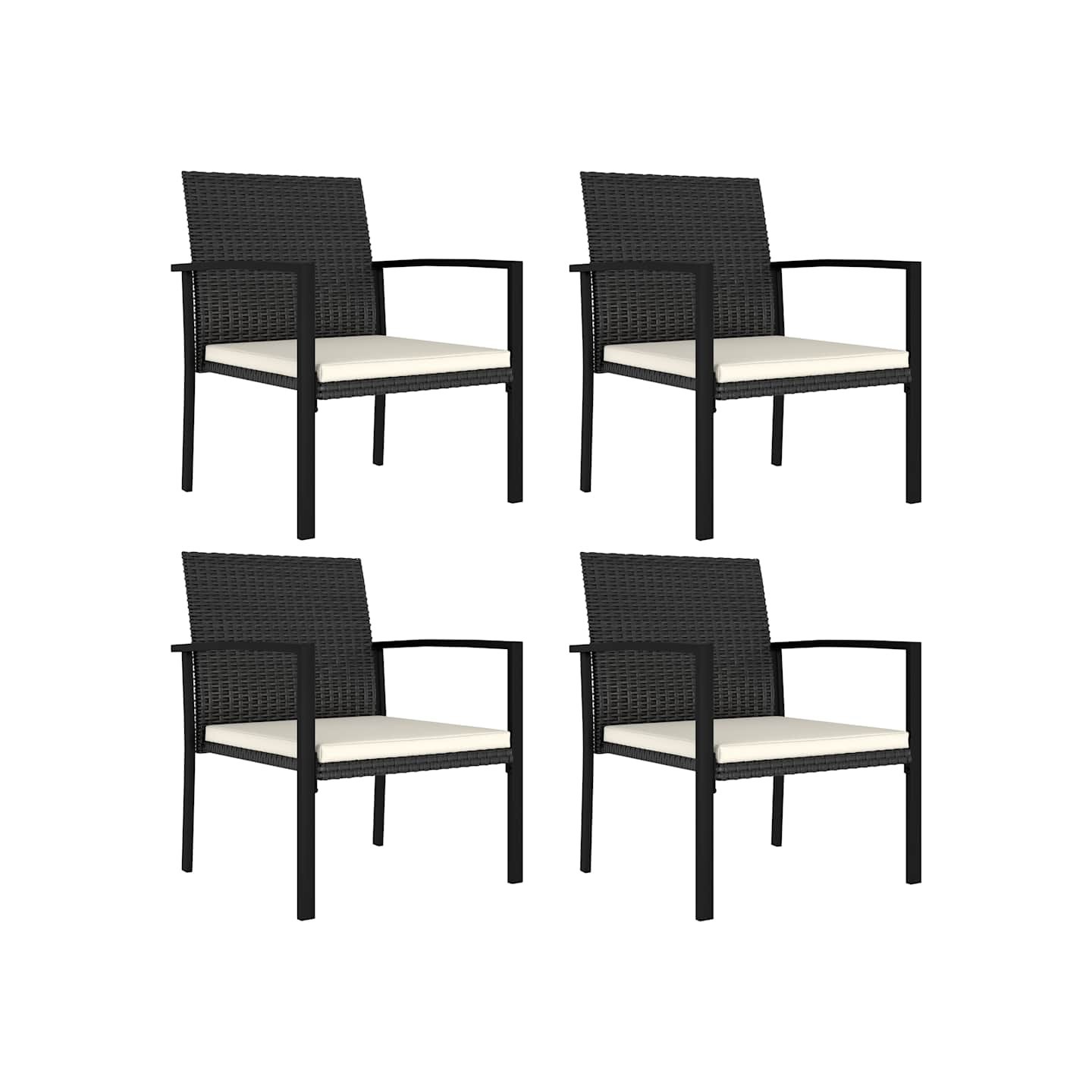 Chaises à manger de jardin lot de 4 Résine tressée Noir