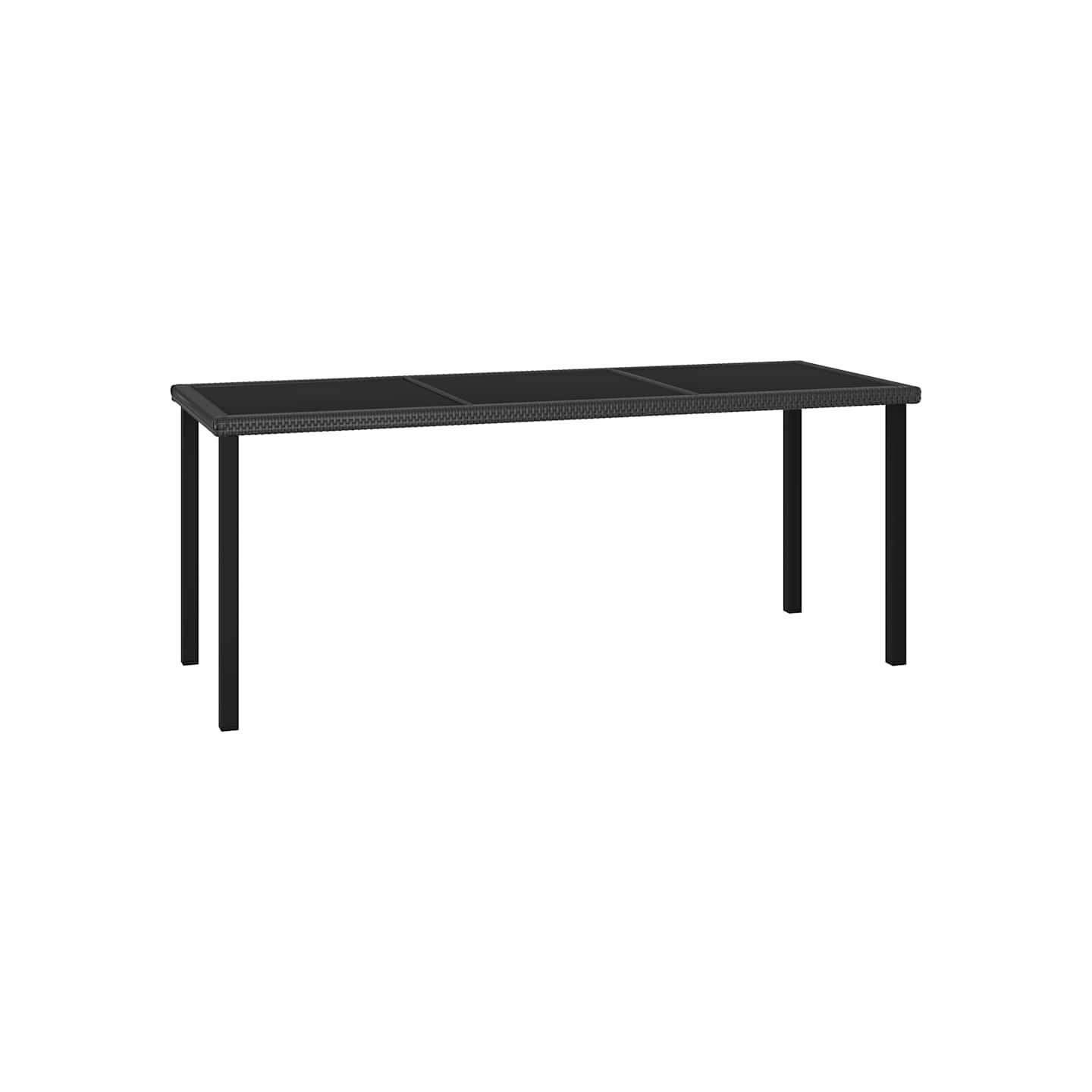 Table à dîner de jardin Noir 180x70x73 cm Résine tressée
