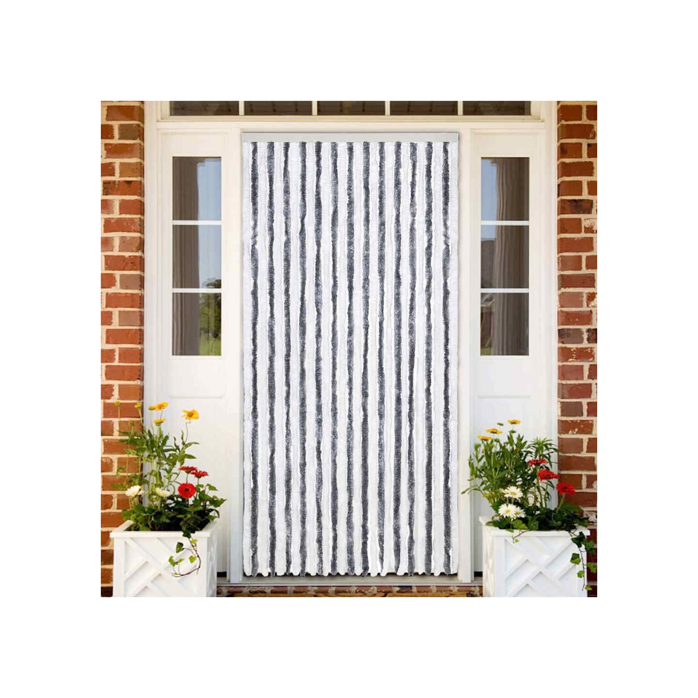 Moustiquaire gris et blanc 118x220 cm chenille
