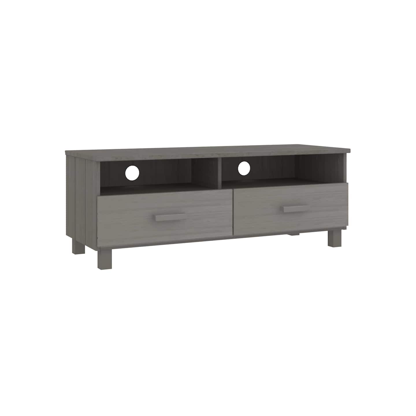 Meuble TV HAMAR Gris clair 106x40x40 cm Bois massif de pin