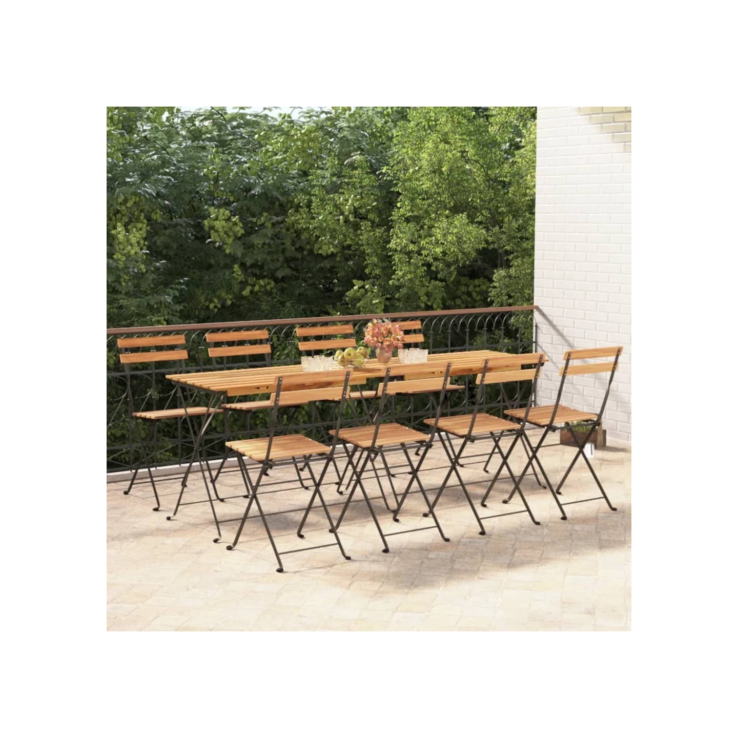 Chaises pliantes 8 pièces en bois massif teck et acier