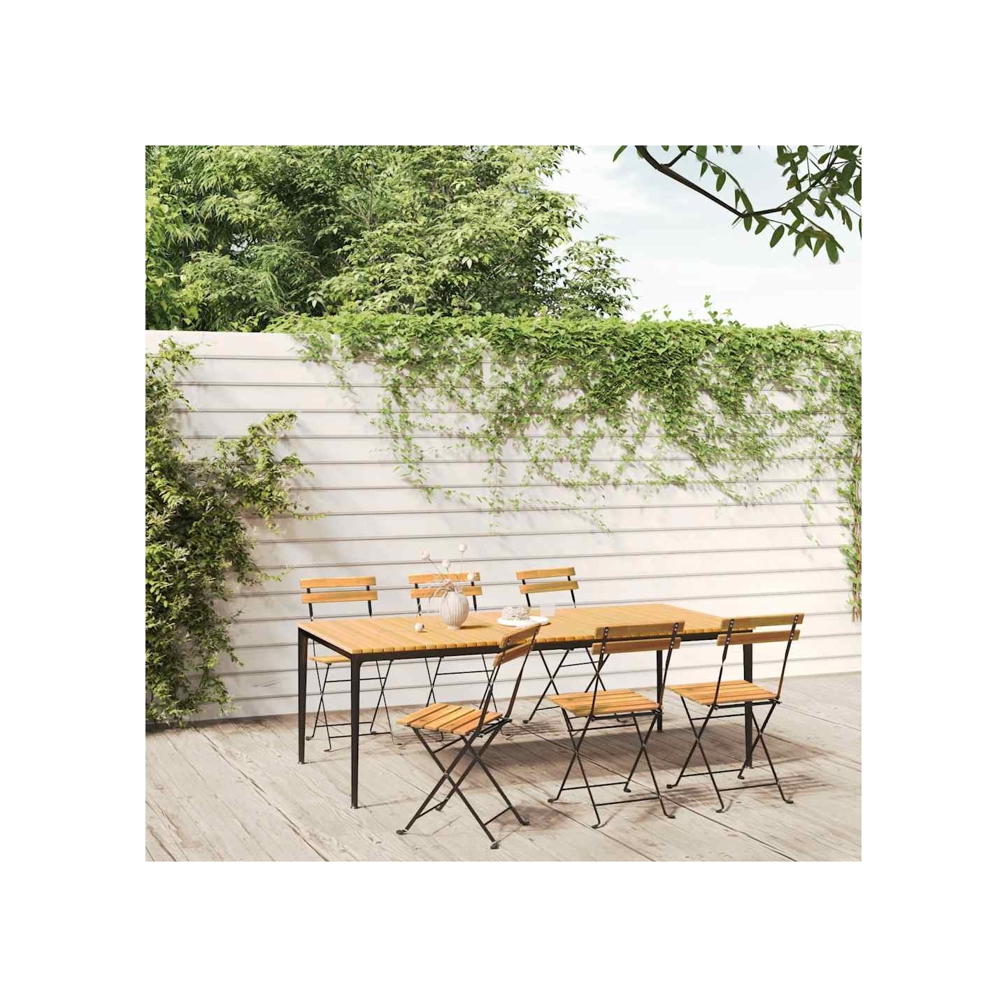 Chaises pliantes 6 pièces en acier et bois massif d'acacia