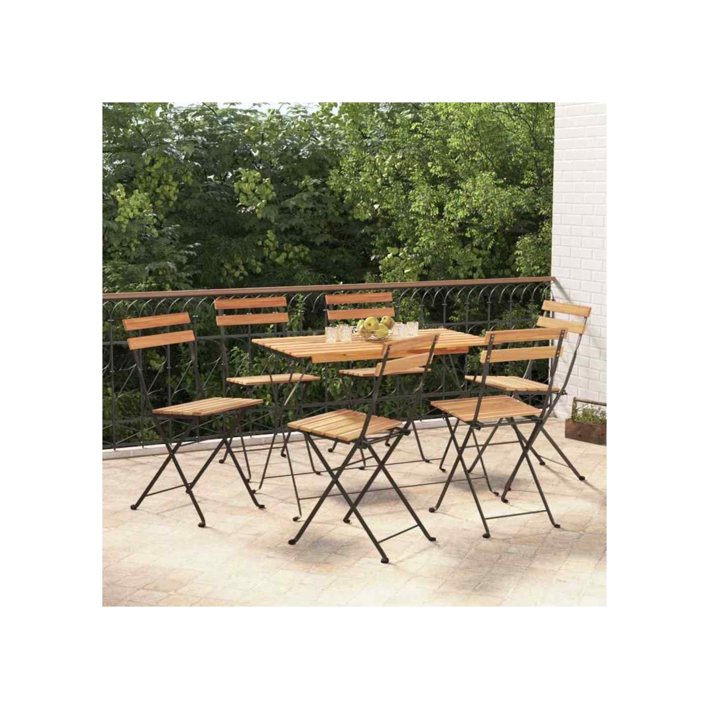 Chaises pliantes 6 pièces en bois massif teck et acier