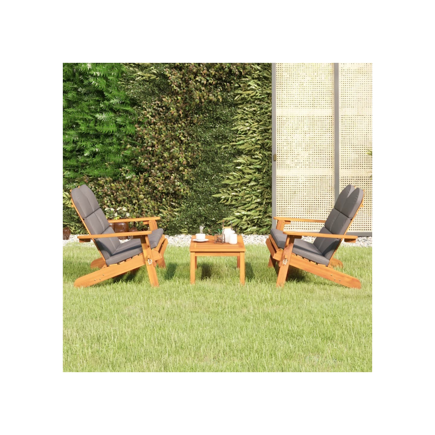 Ensemble de salon de jardin Adirondack 3 pcs bois acacia solide