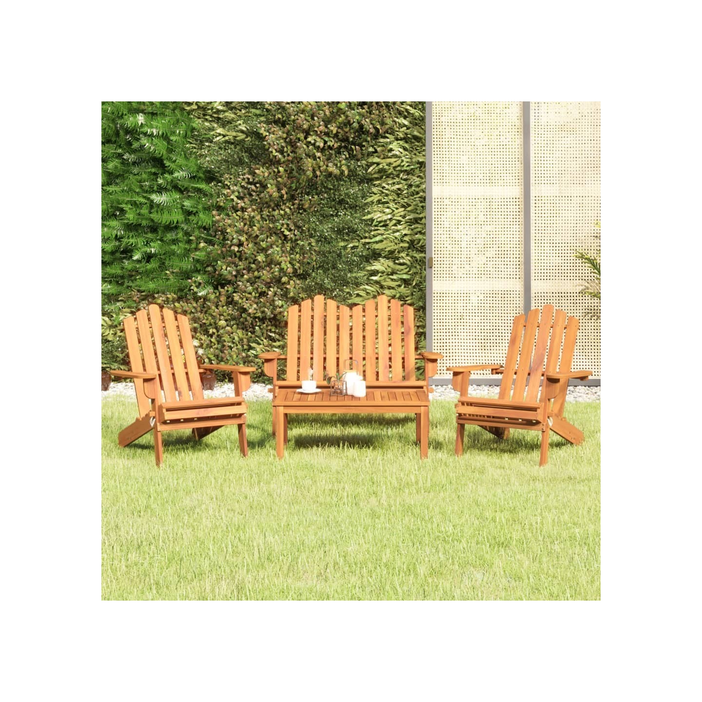 Ensemble de salon de jardin Adirondack 4 pcs bois acacia solide