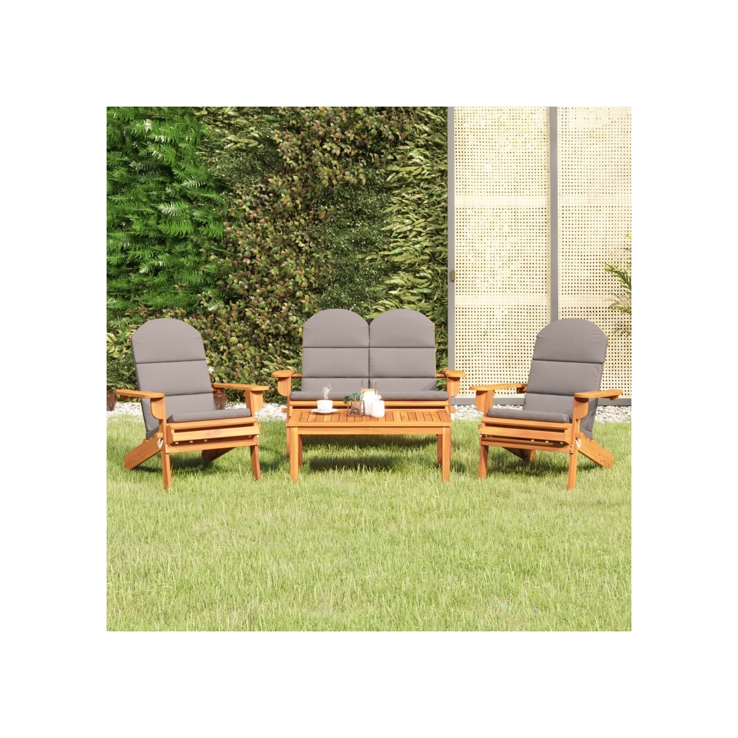 Ensemble de salon de jardin Adirondack 4 pcs bois acacia solide