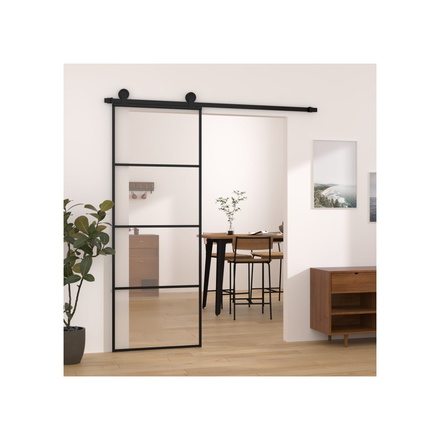 Porte coulissante avec kit de quincaillerie 76x205 cm Verre ESG