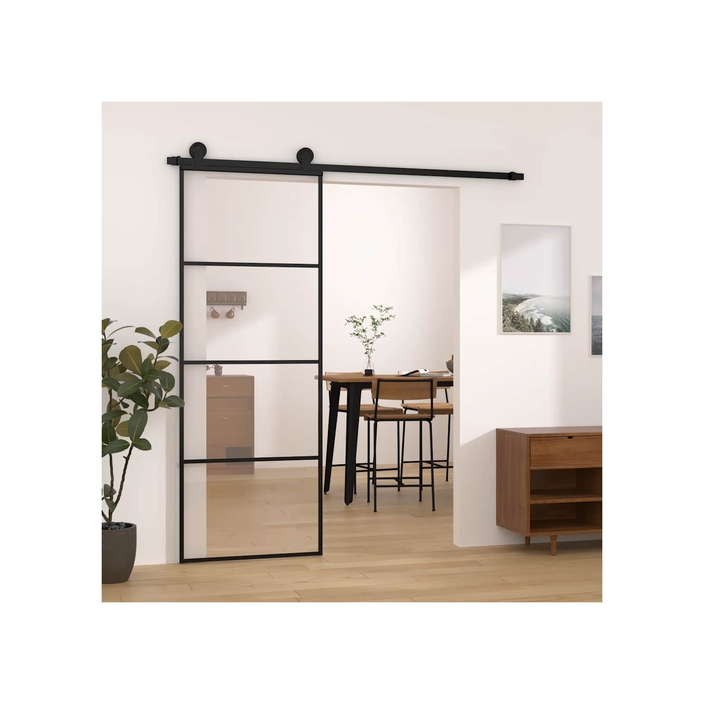 Porte coulissante avec kit de quincaillerie 76x205 cm Verre ESG
