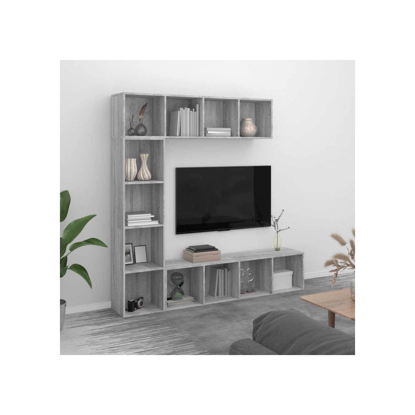 Ensemble bibliothèque/meuble TV 3 pcs Sonoma gris 180x30x180 cm