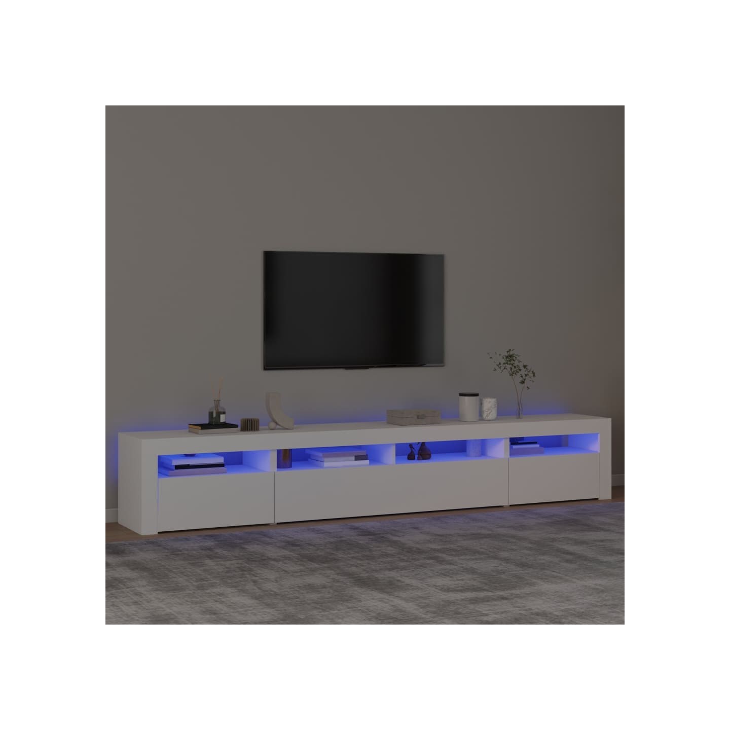 Meuble TV avec lumières LED Blanc 240x35x40 cm
