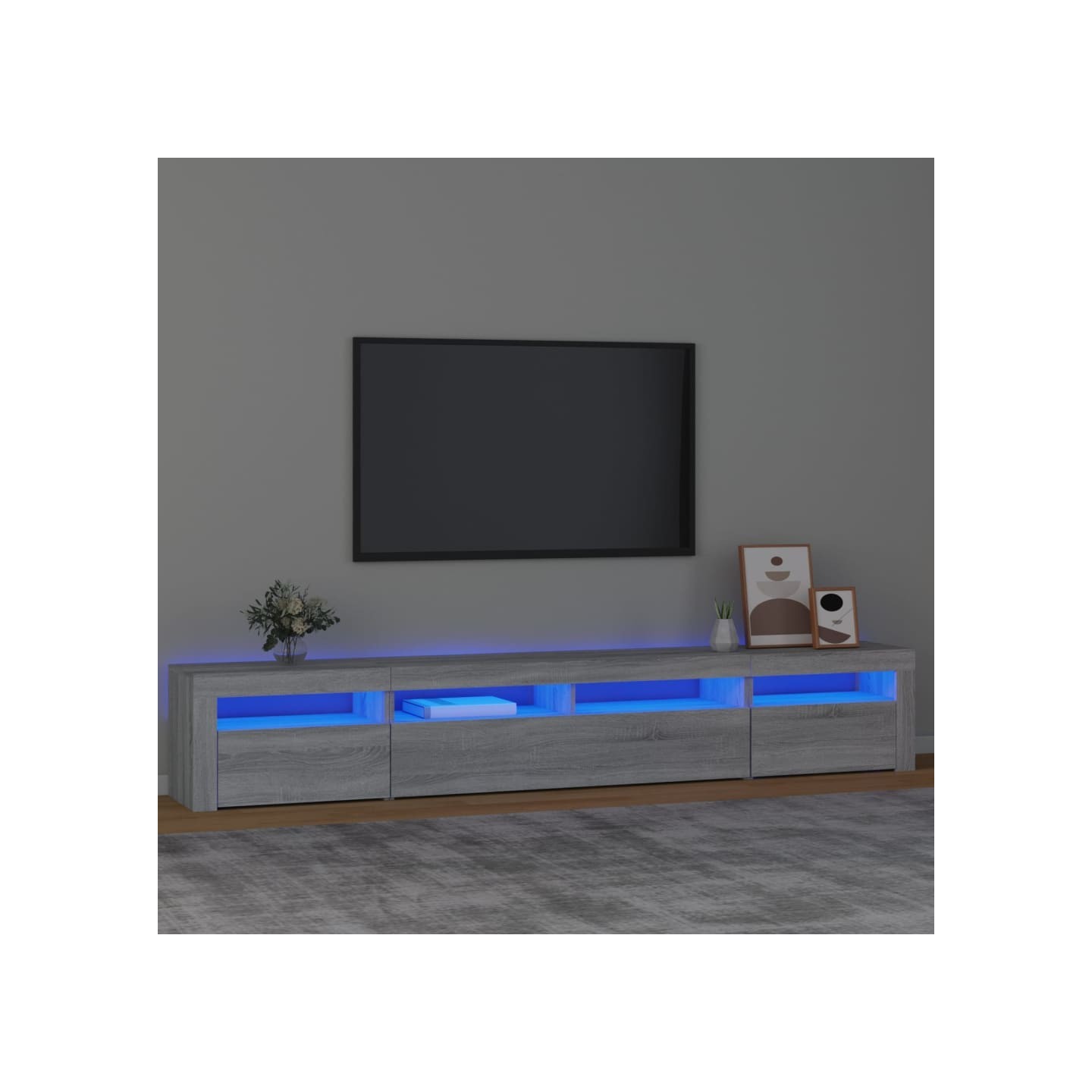 Meuble TV avec lumières LED Sonoma gris 240x35x40 cm