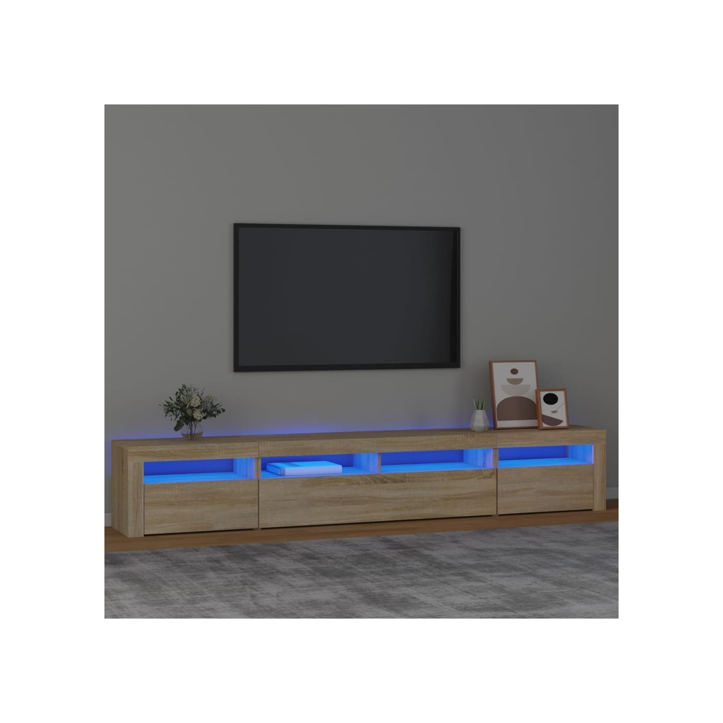 Meuble TV avec lumières LED Chêne sonoma 240x35x40 cm