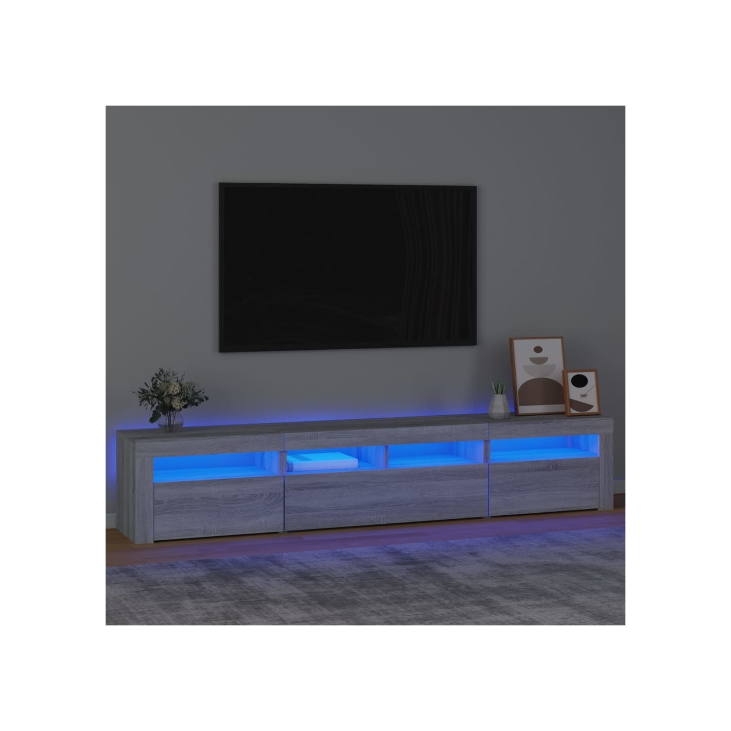 Meuble TV avec lumières LED Sonoma gris 210x35x40 cm
