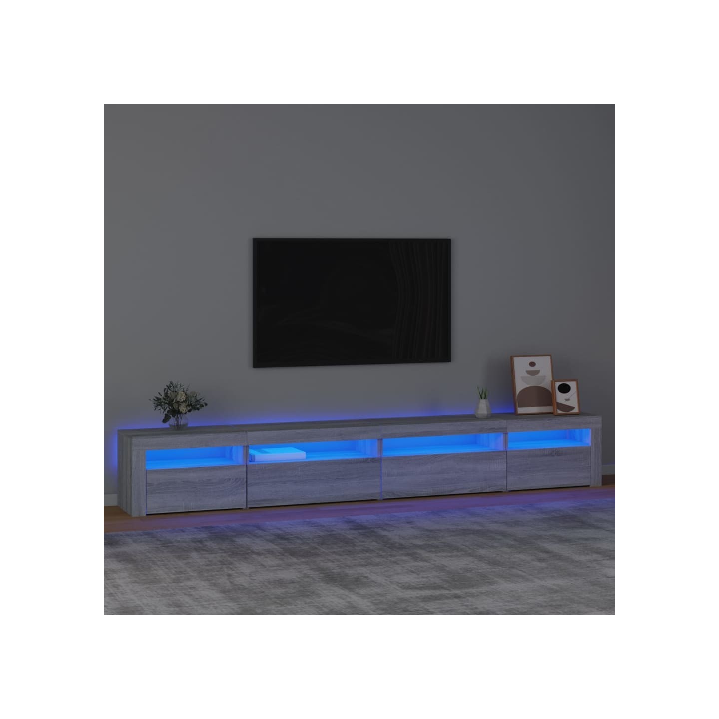 Meuble TV avec lumières LED Sonoma gris 270x35x40 cm