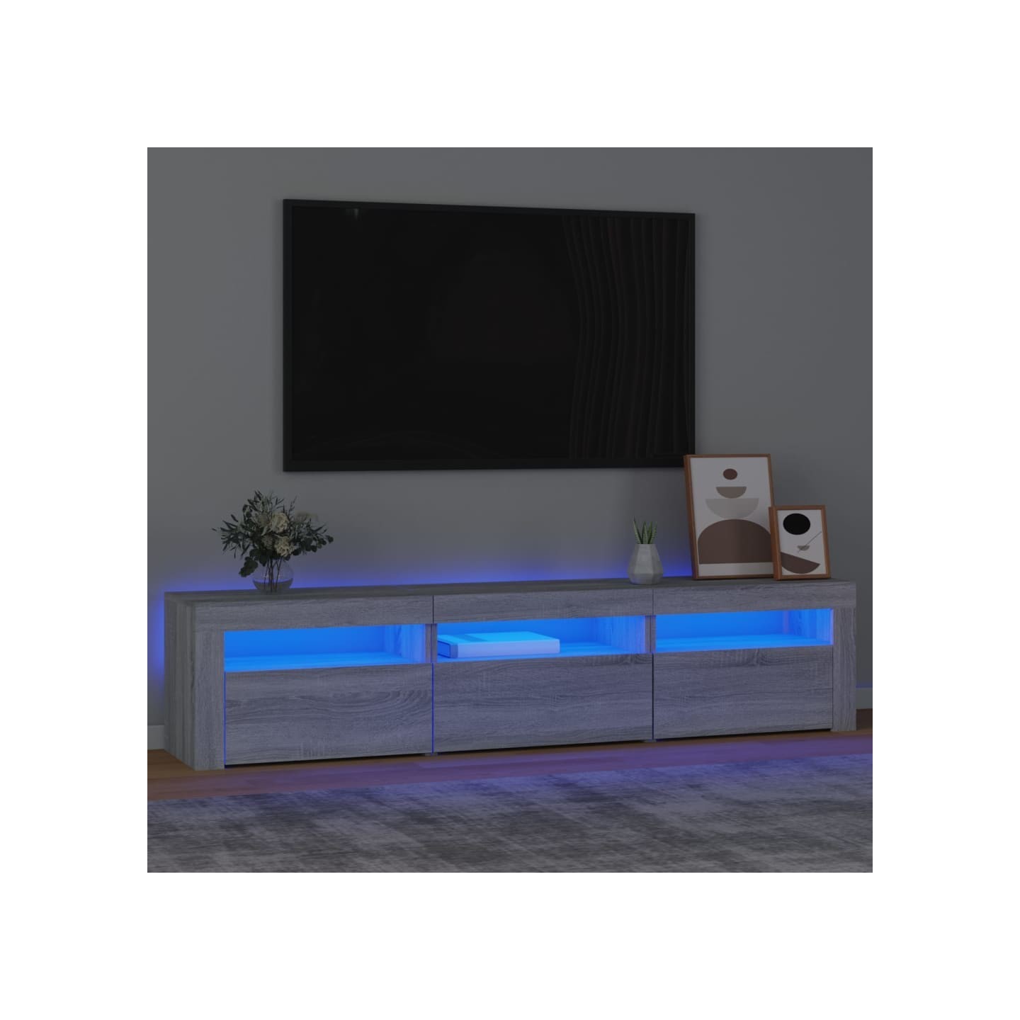 Meuble TV avec lumières LED Sonoma gris 180x35x40 cm