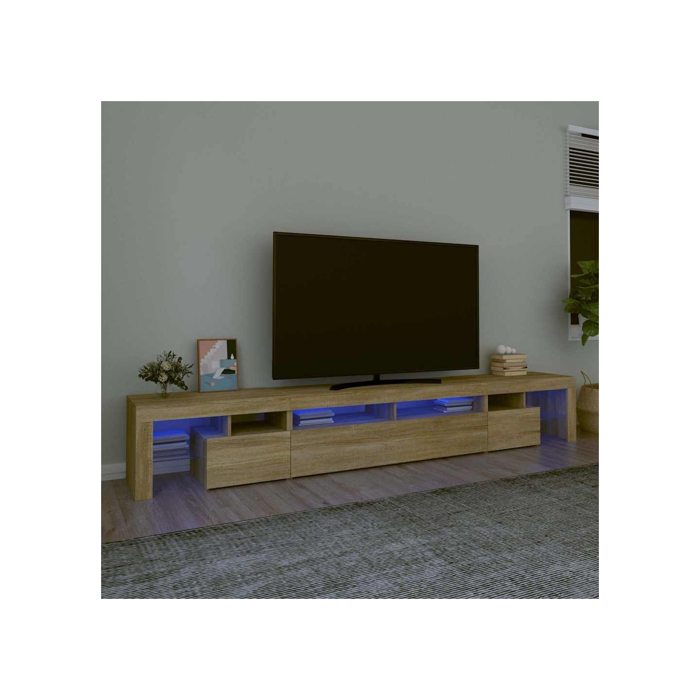 Meuble TV avec lumières LED Chêne sonoma 260x36,5x40 cm