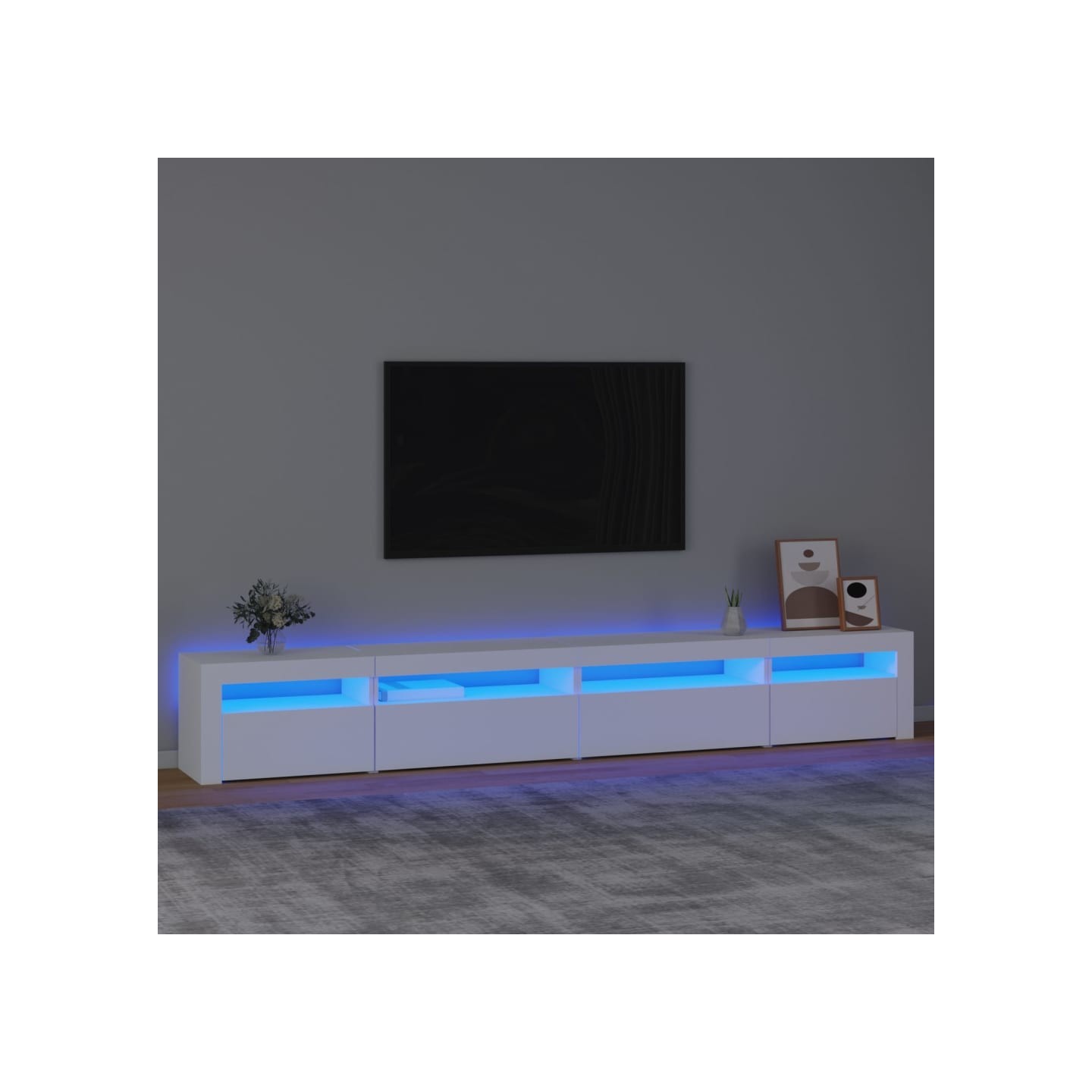 Meuble TV avec lumières LED Blanc 270x35x40 cm