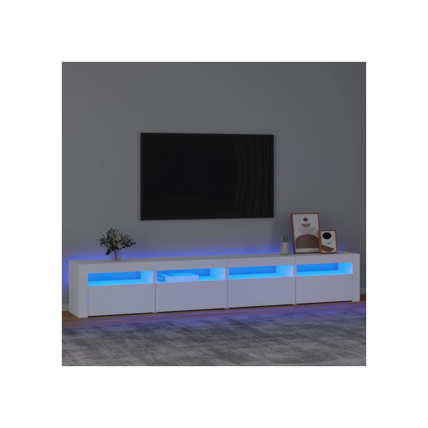 Meuble TV avec lumières LED Blanc 240x35x40 cm