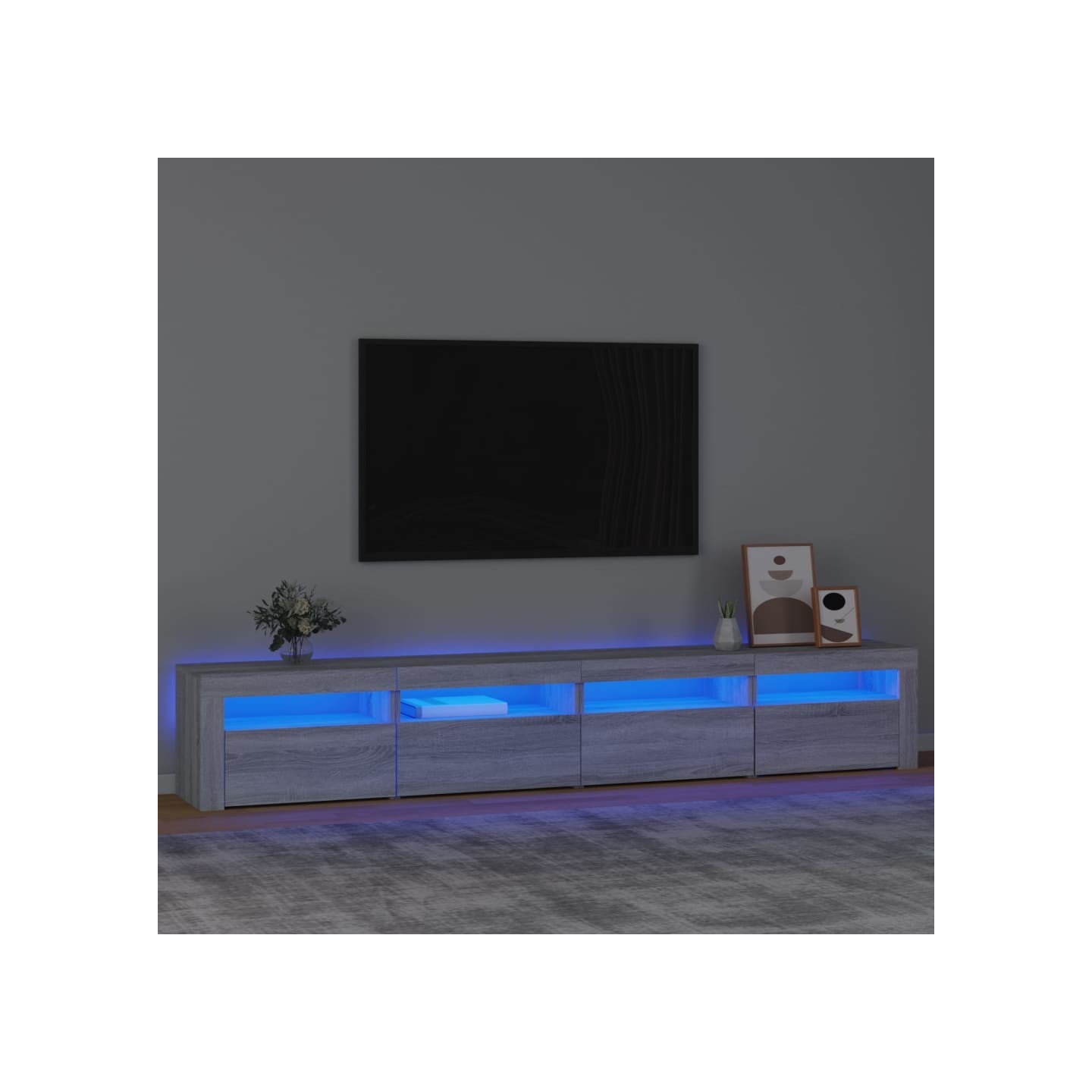 Meuble TV avec lumières LED Sonoma gris 240x35x40 cm