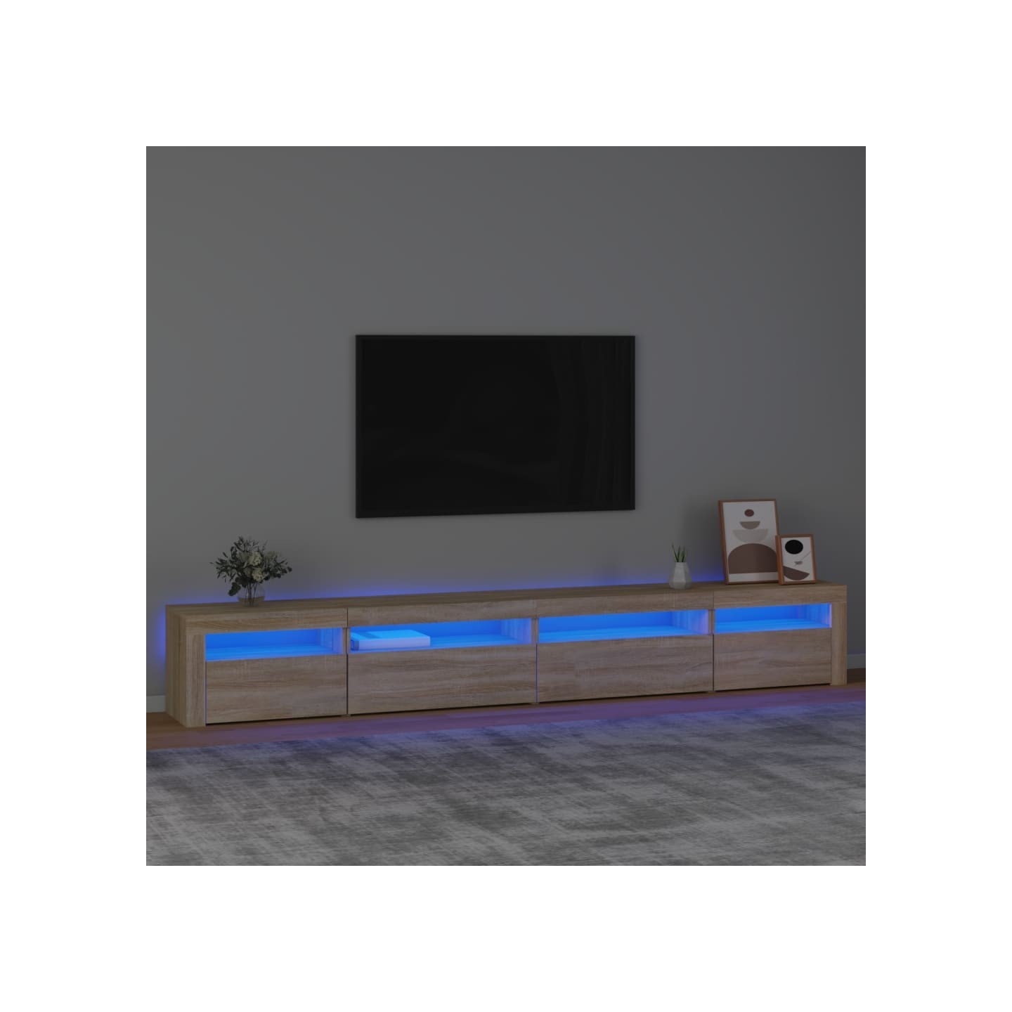Meuble TV avec lumières LED Chêne sonoma 270x35x40 cm