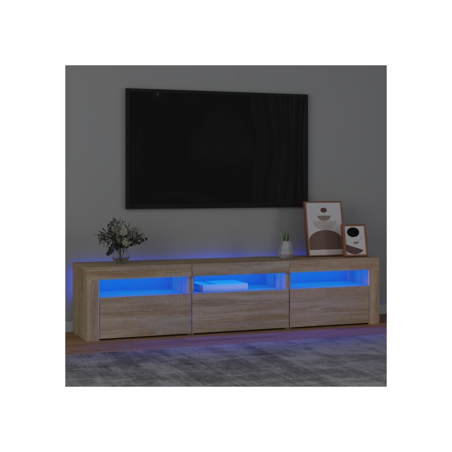 Meuble TV avec lumières LED Chêne sonoma 180x35x40 cm