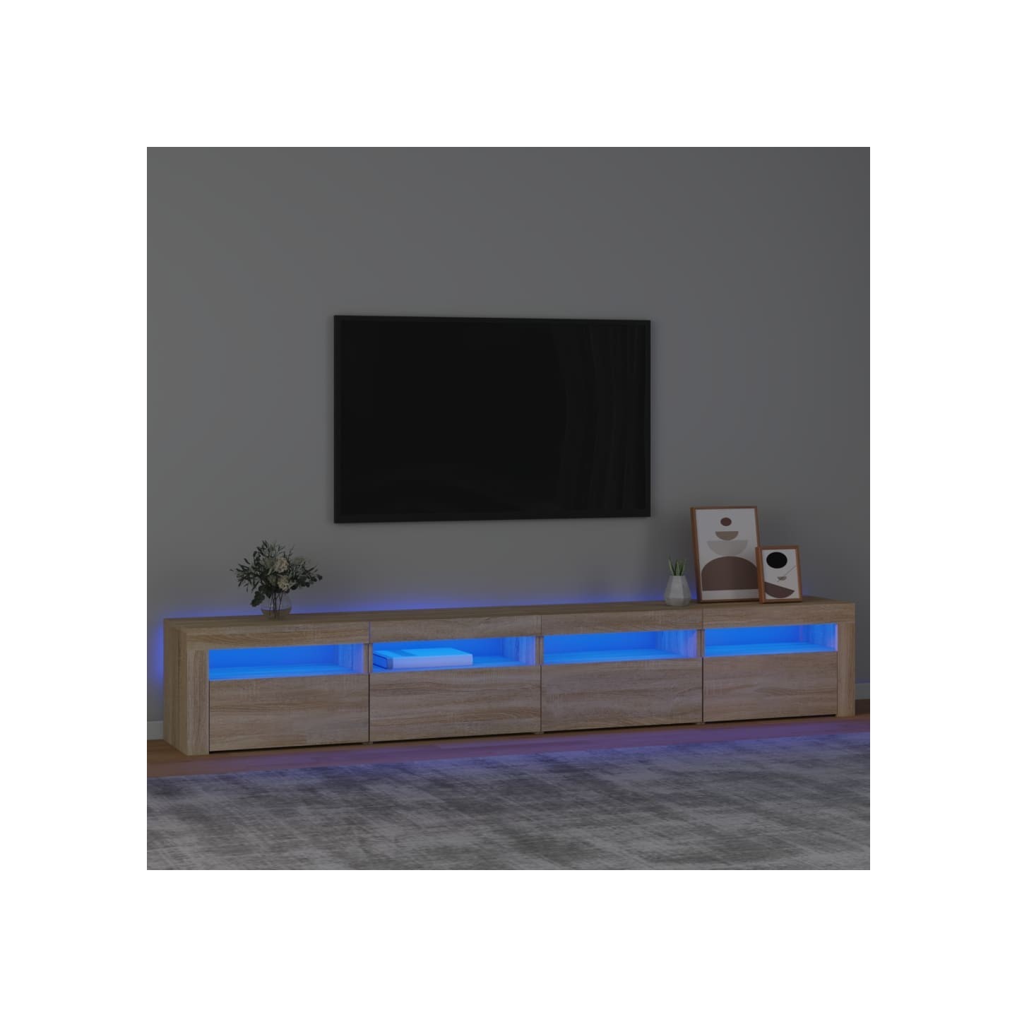 Meuble TV avec lumières LED Chêne sonoma 240x35x40 cm
