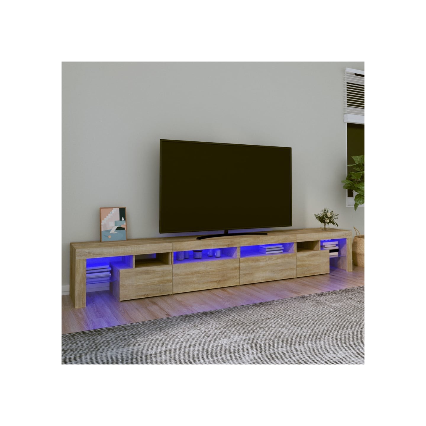 Meuble TV avec lumières LED Chêne sonoma 260x36,5x40 cm