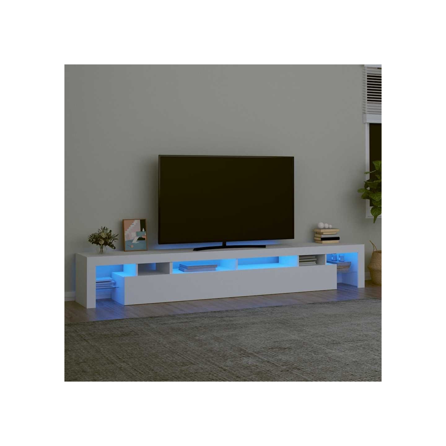 Meuble TV avec lumières LED Blanc 260x36,5x40 cm
