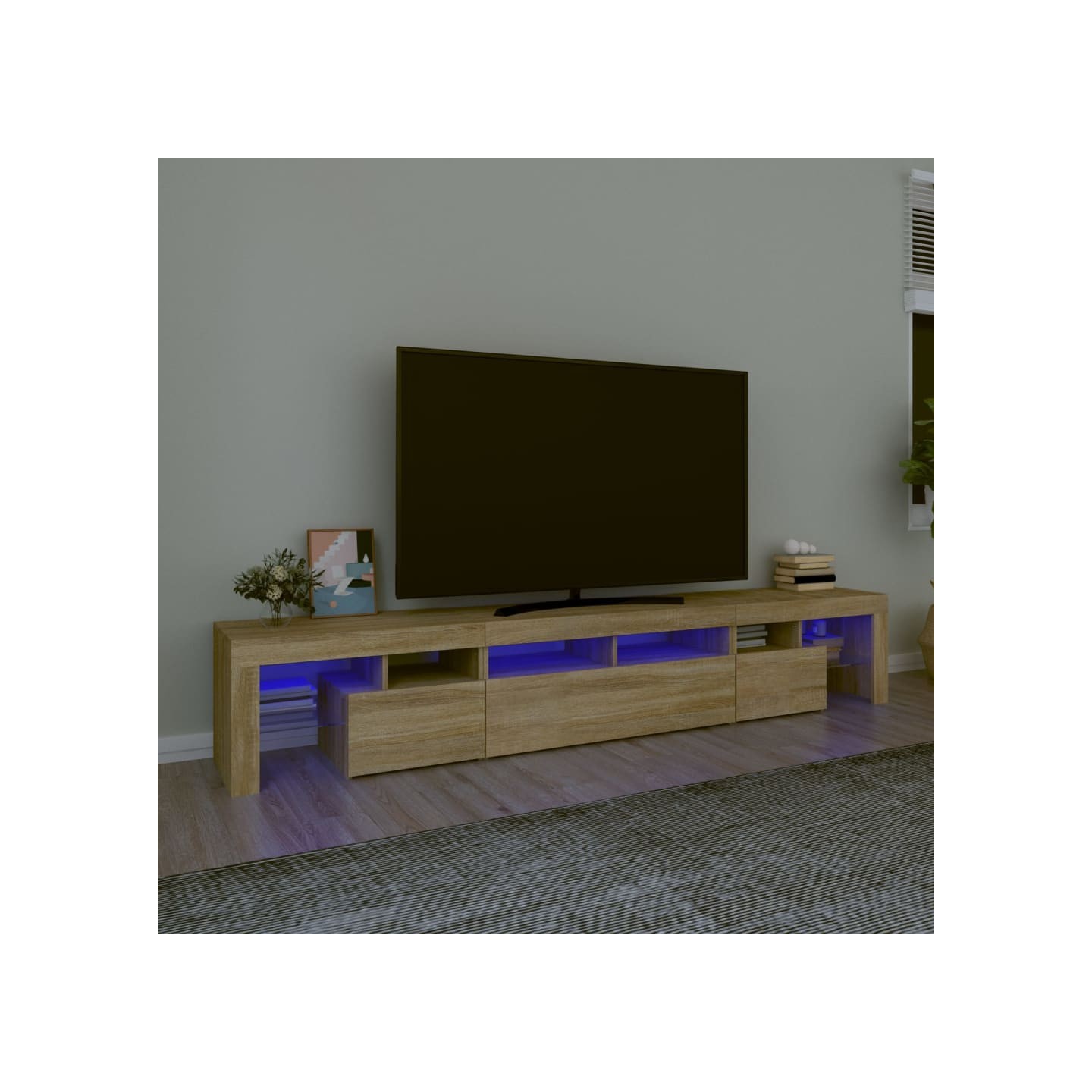 Meuble TV avec lumières LED Chêne sonoma 230x36,5x40 cm