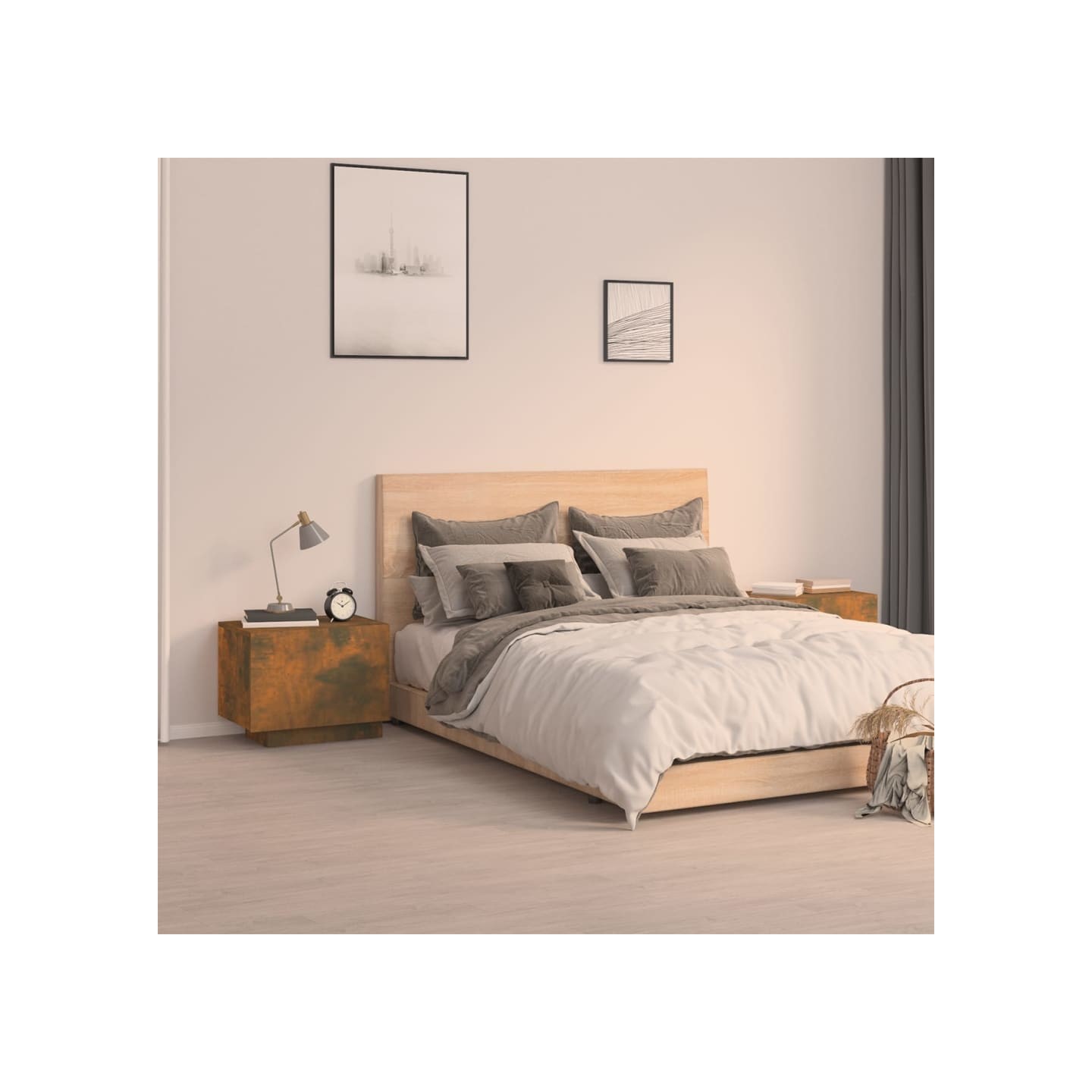 Table de chevet Chêne fumé 100x35x40 cm Bois d'ingénierie