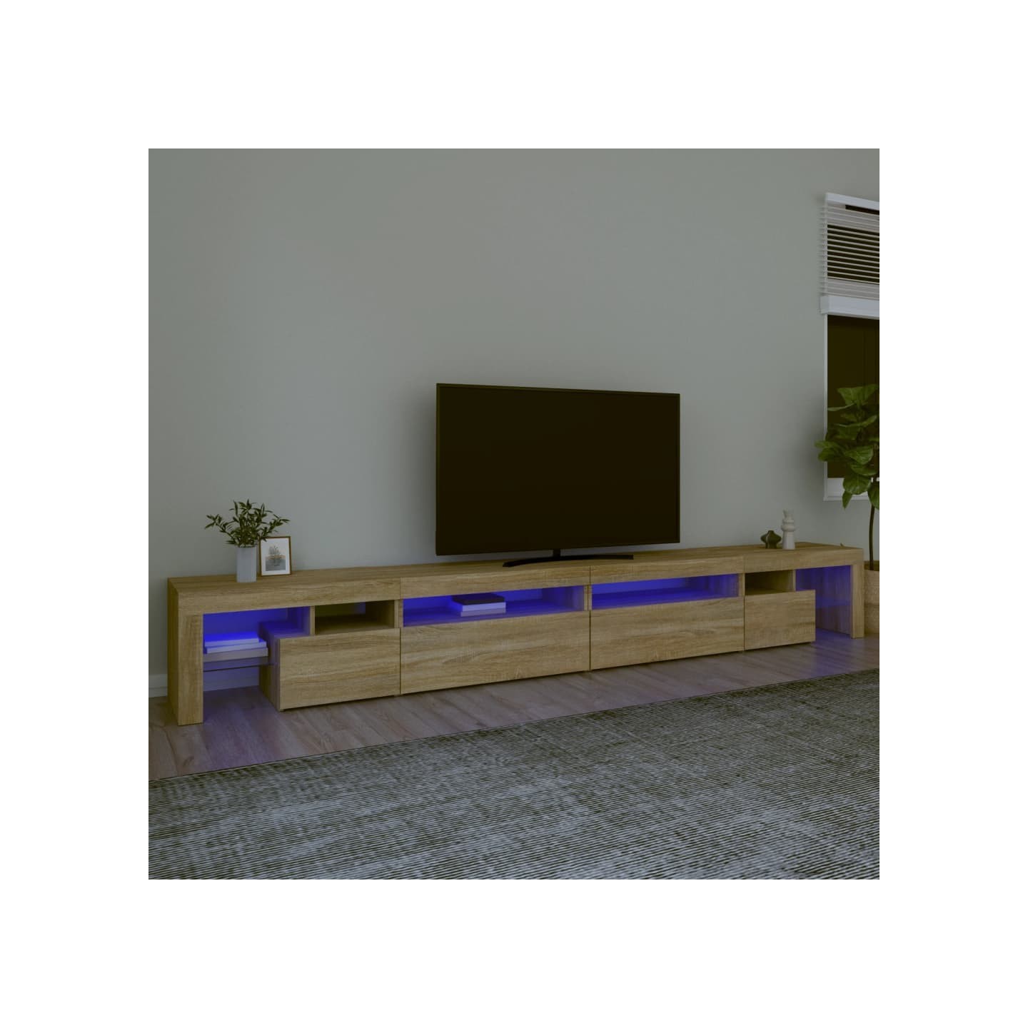Meuble TV avec lumières LED Chêne sonoma 290x36,5x40 cm