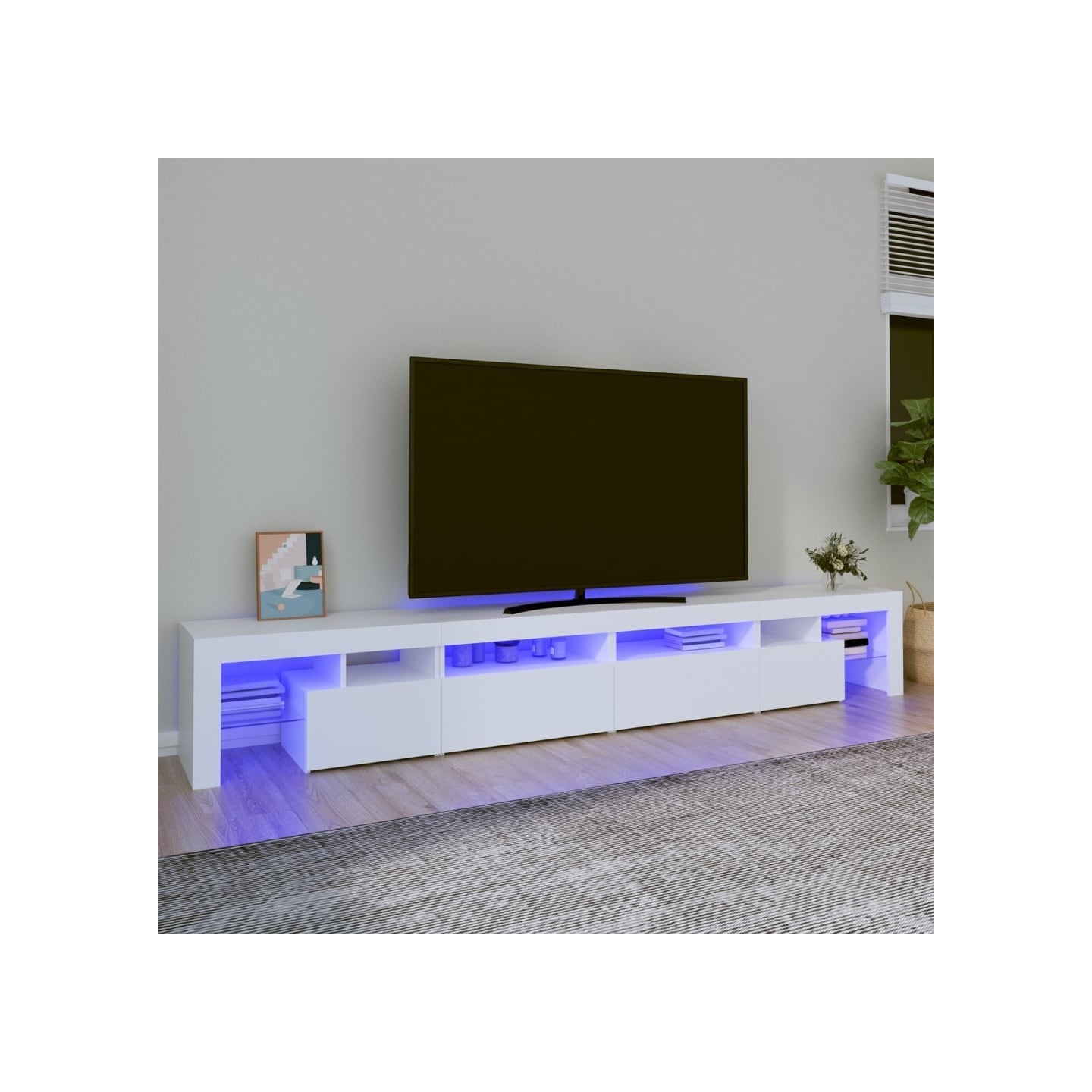 Meuble TV avec lumières LED Blanc 260x36,5x40 cm