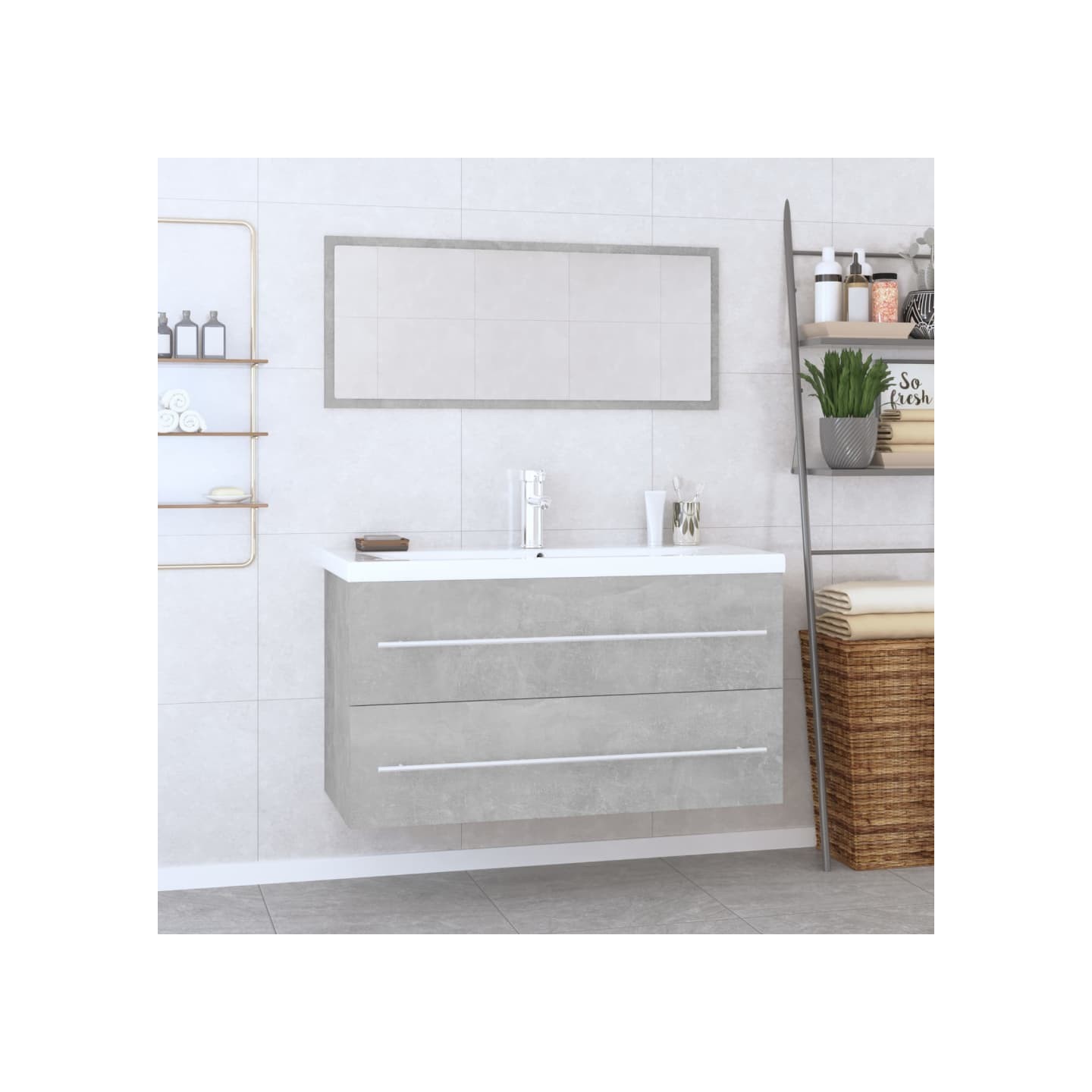 Ensemble de meubles de salle de bain 3 pcs Gris béton