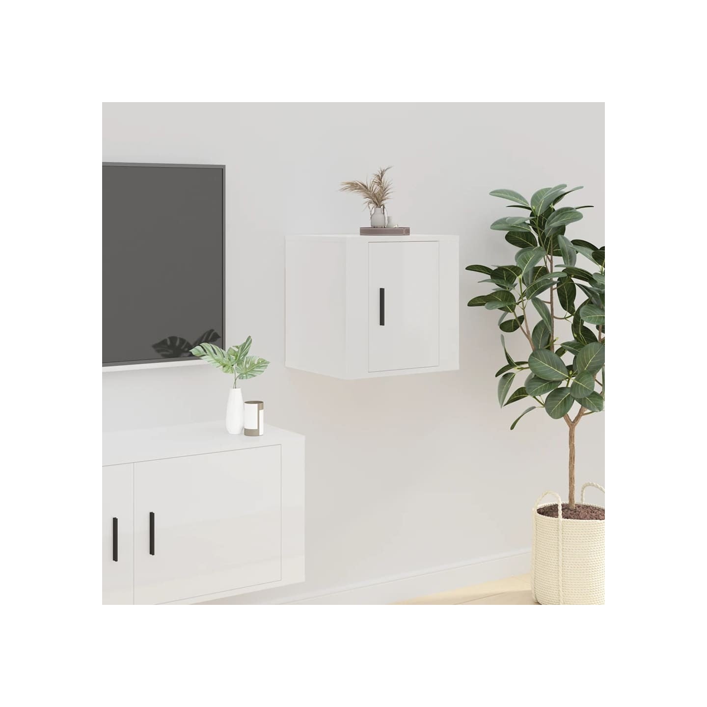 Meuble TV mural Blanc brillant 40x34,5x40 cm