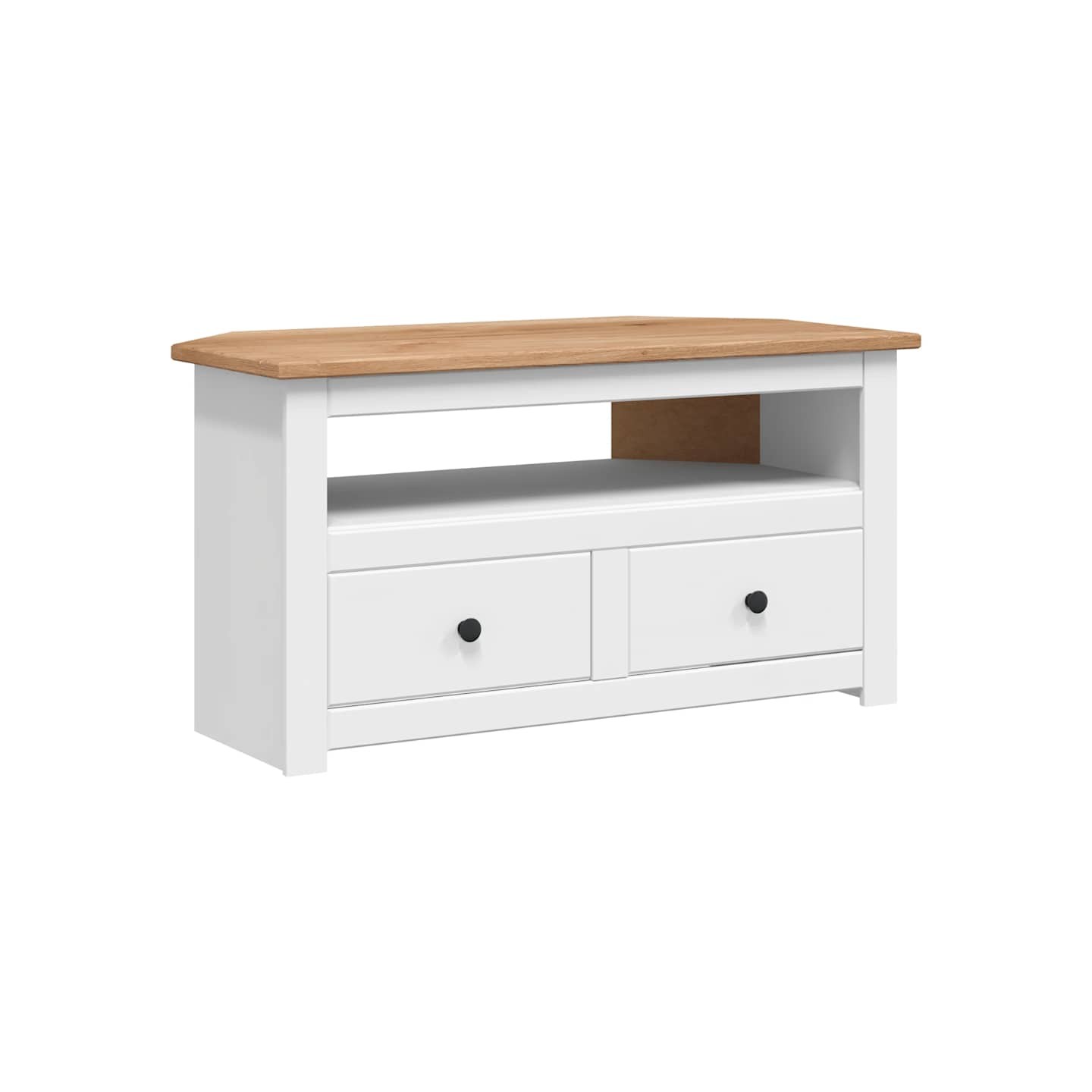 Meuble TV d'angle Blanc 93x49x49 cm Pin Assortiment Panama