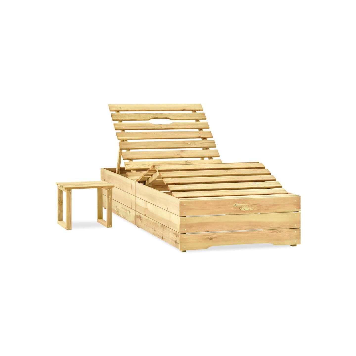 Chaise longue avec table Bois de pin imprégné de vert