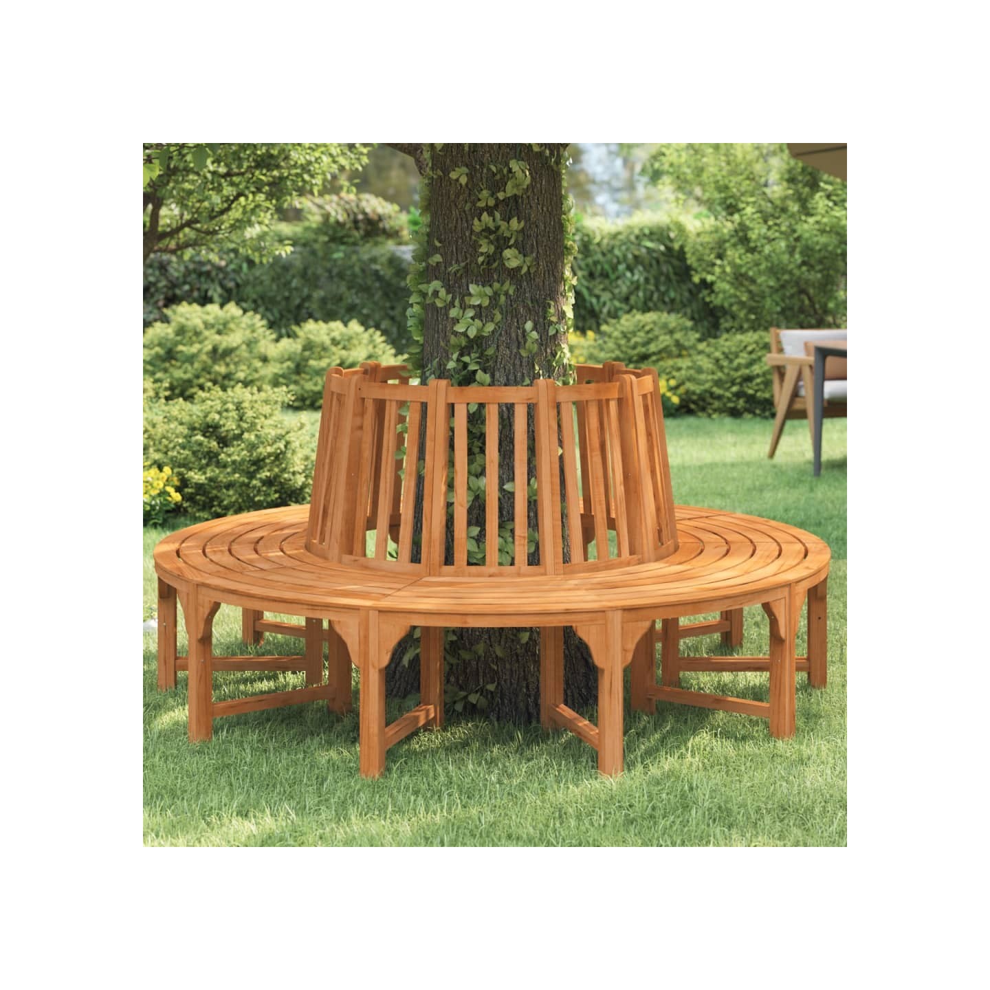 Banc de tour d'arbre rond Ø208 cm bois massif eucalyptus