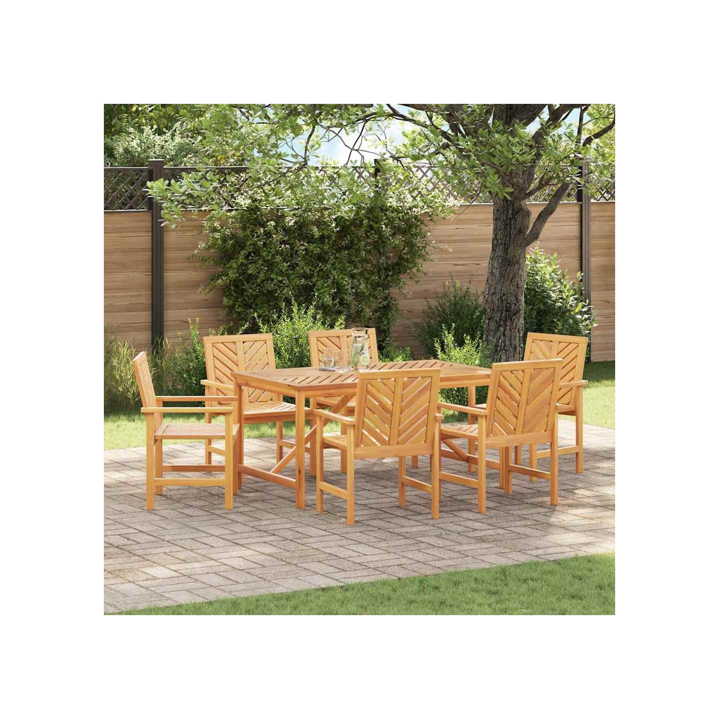 Ensemble de salle à manger pour jardin 7 pc Marron