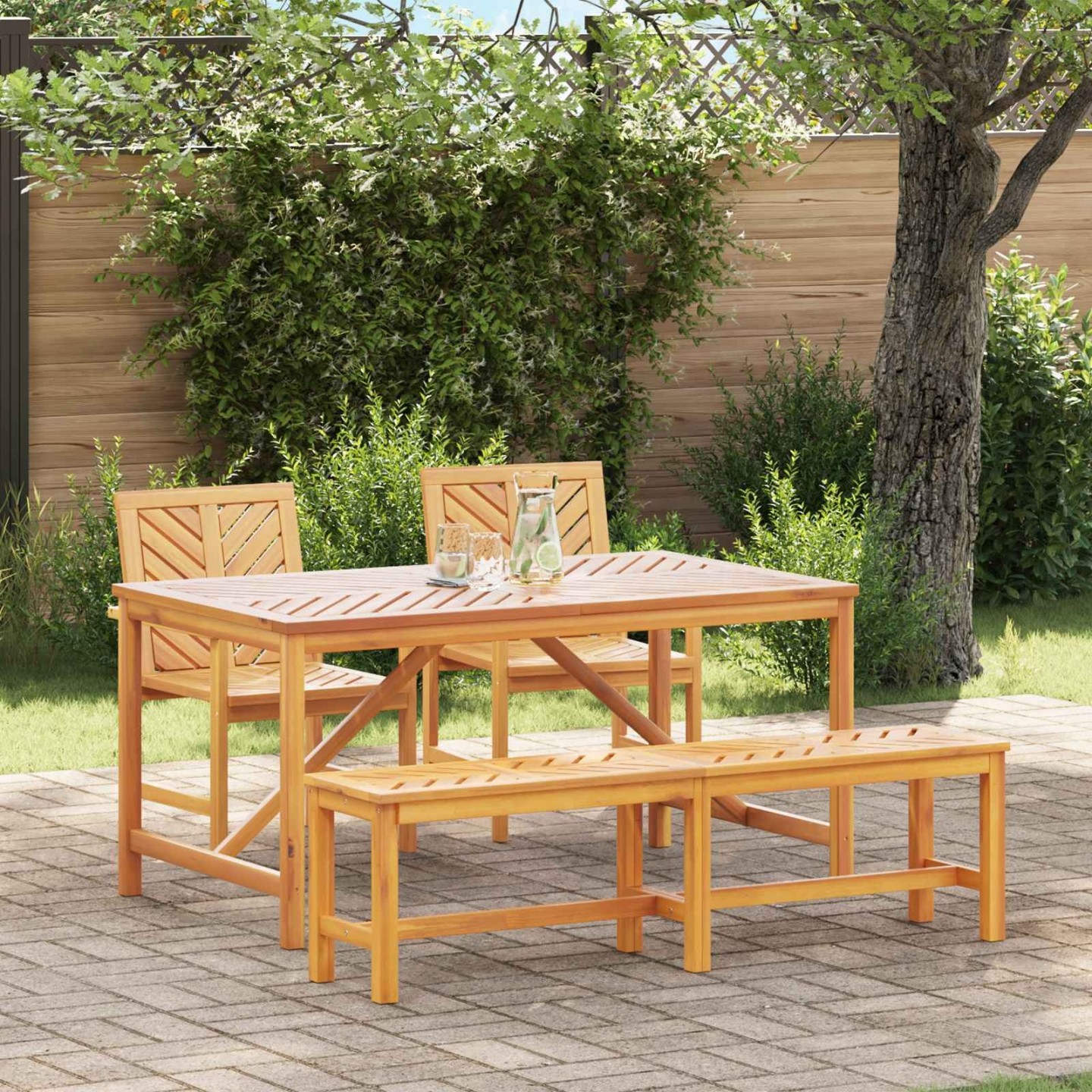 Ensemble de salle à manger pour jardin 4 pc Marron