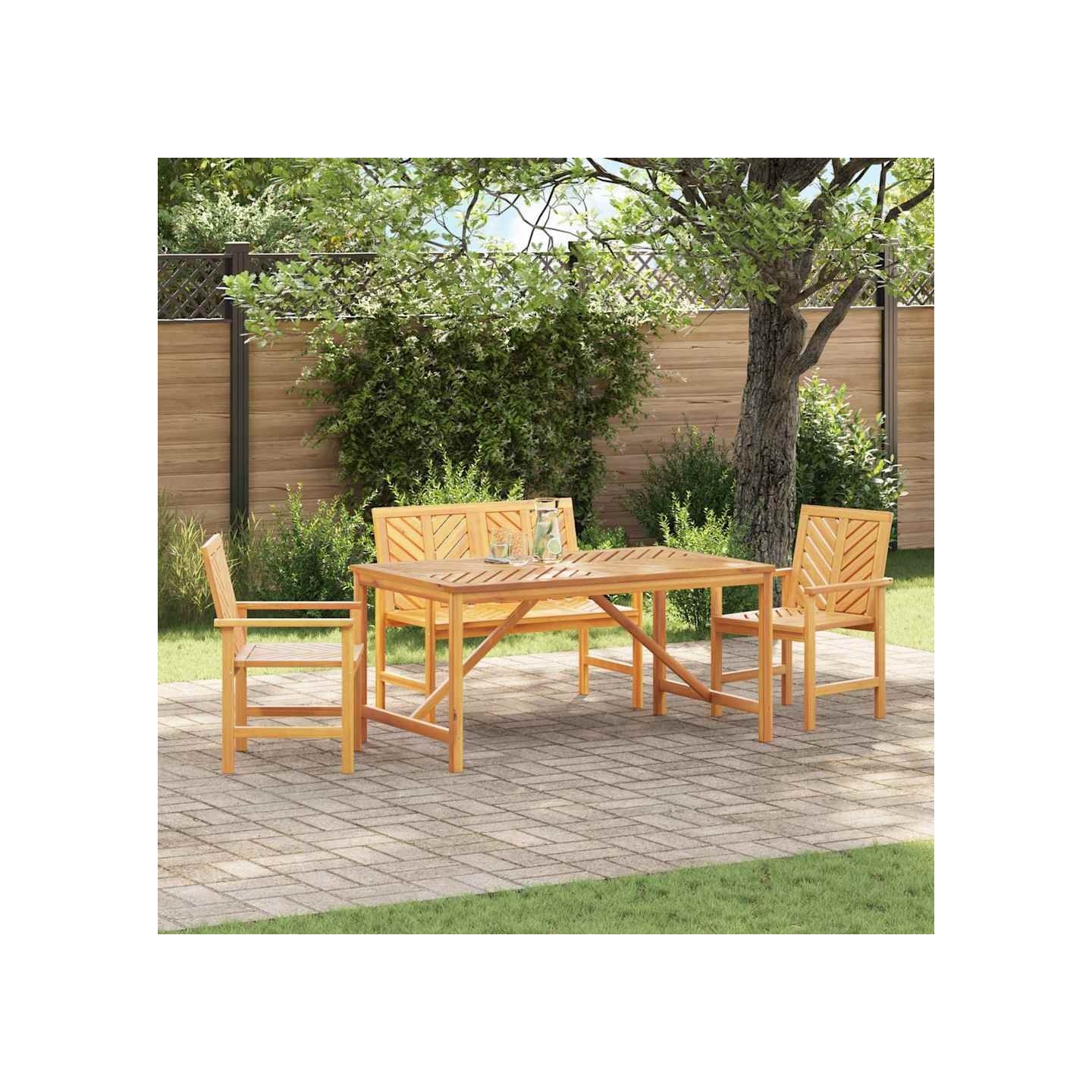 Ensemble de salle à manger pour jardin 4 pc Marron